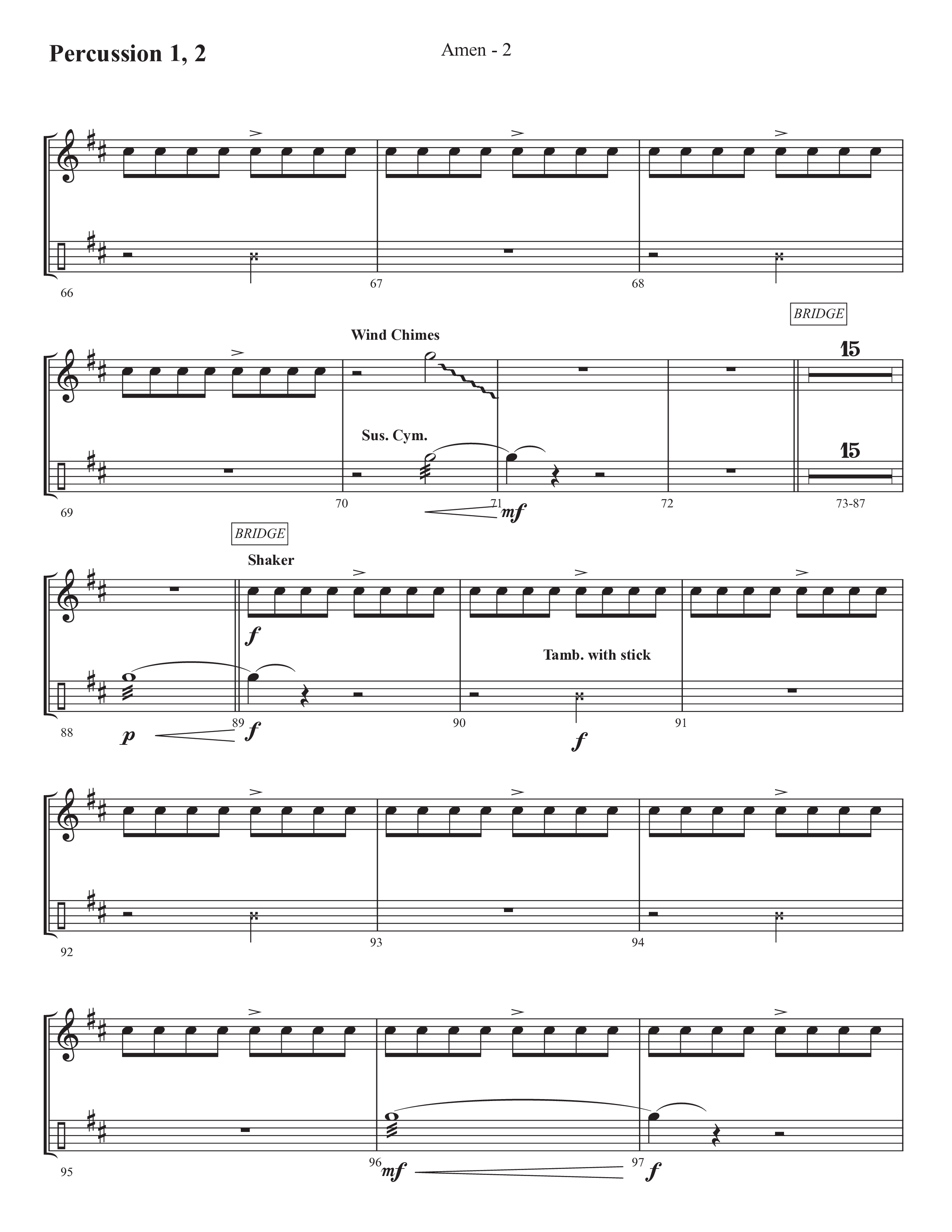 Amen (Choral Anthem SATB) Percussion 1/2 (Prestonwood Worship / Prestonwood Choir / Arr. Jonathan Walker)