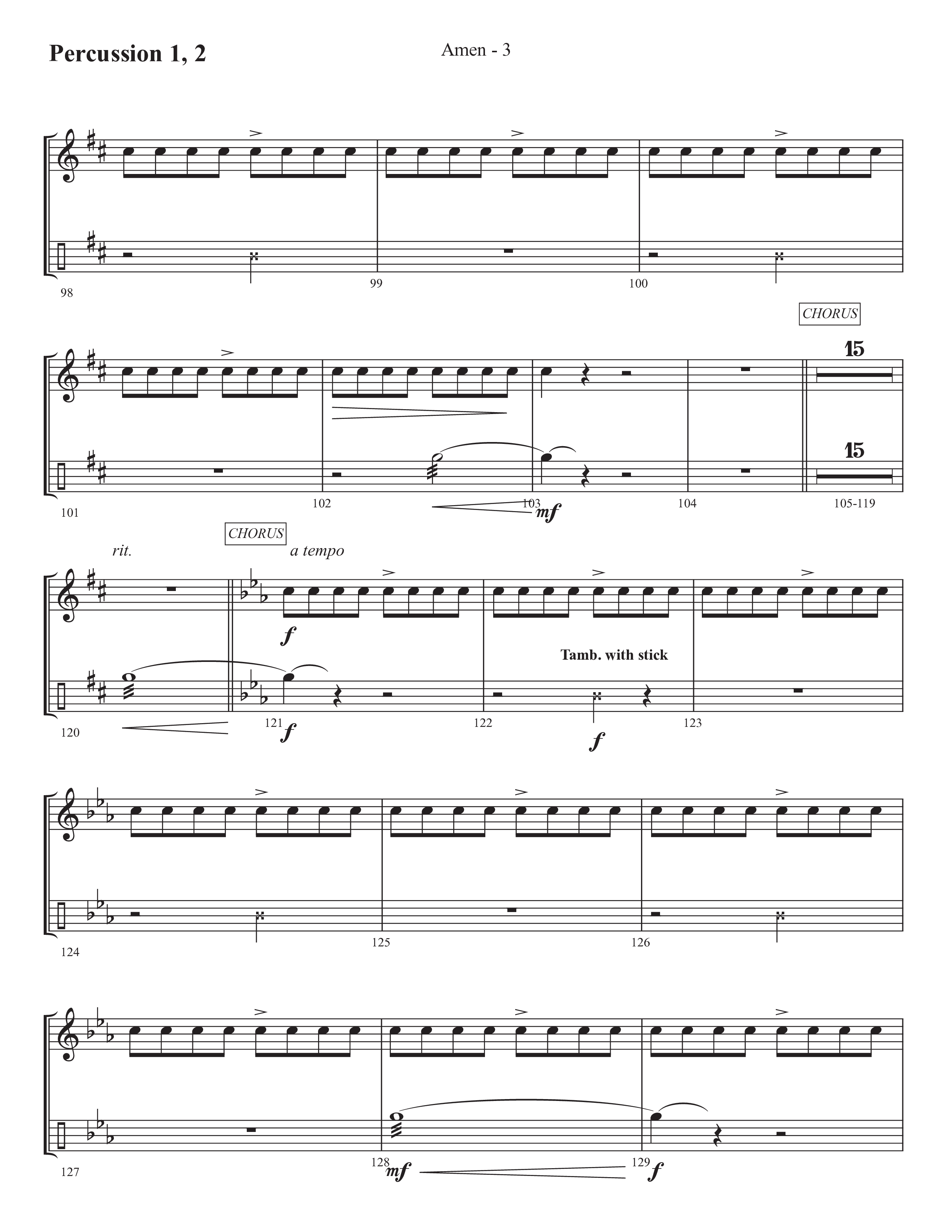 Amen (Choral Anthem SATB) Percussion 1/2 (Prestonwood Worship / Prestonwood Choir / Arr. Jonathan Walker)