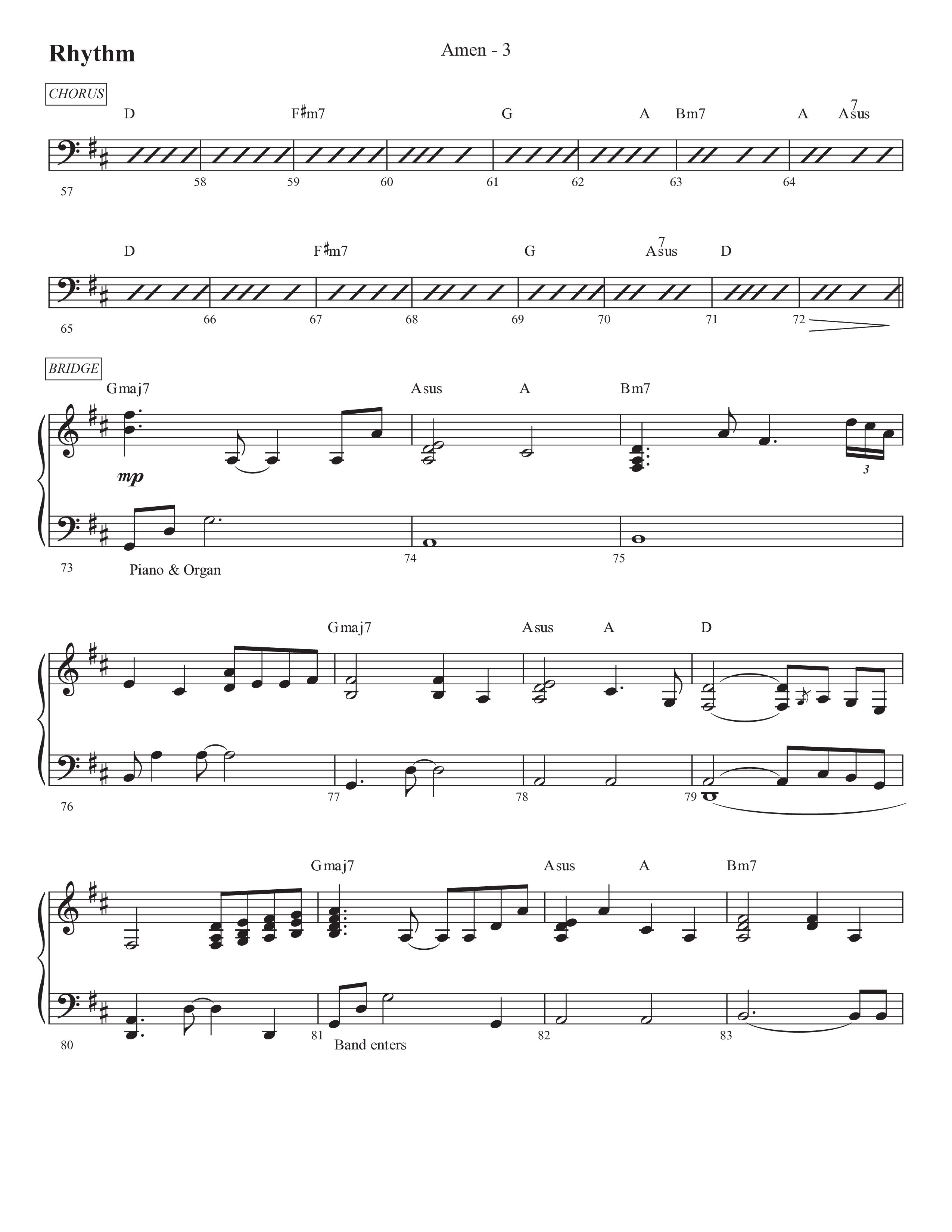 Amen (Choral Anthem SATB) Rhythm Chart (Prestonwood Worship / Prestonwood Choir / Arr. Jonathan Walker)