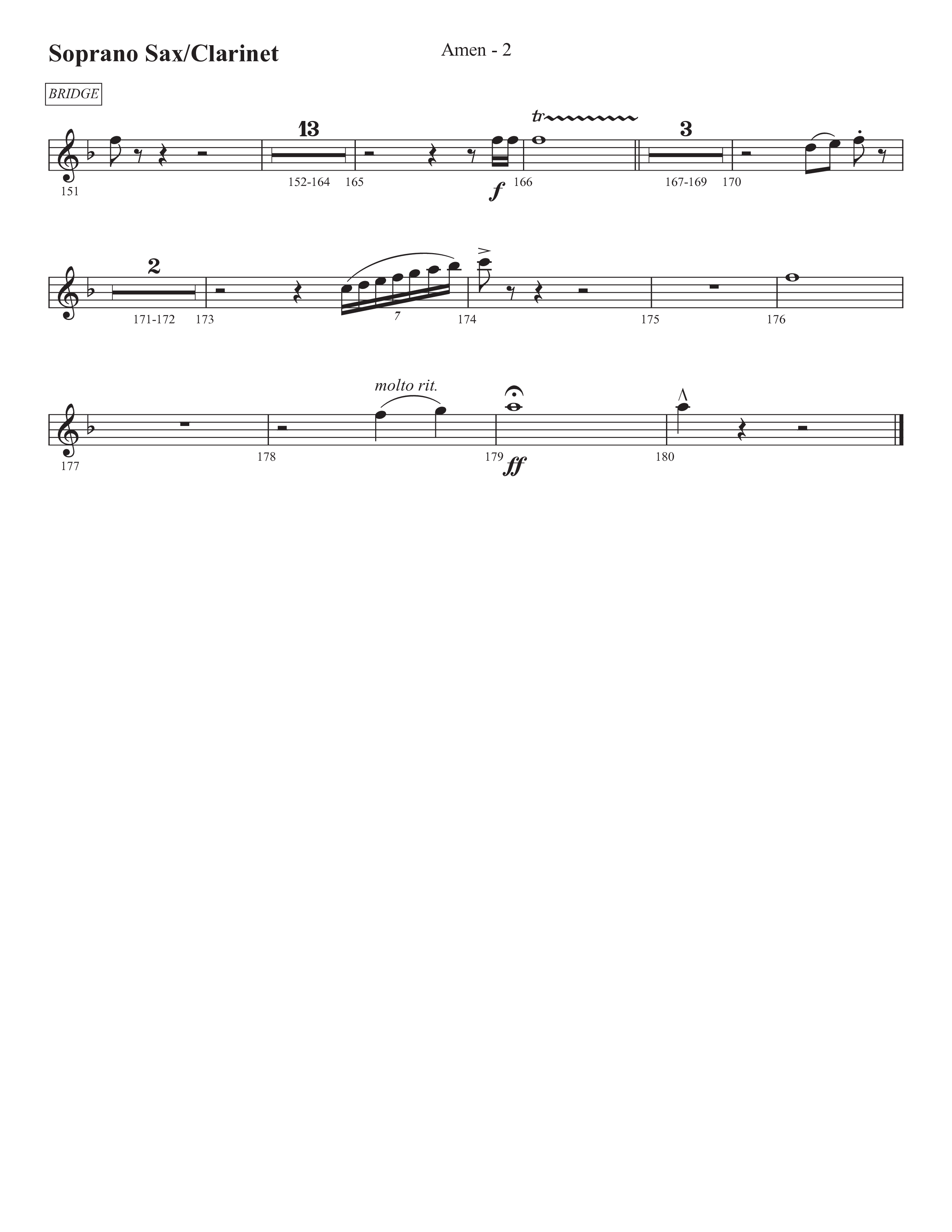 Amen (Choral Anthem SATB) Soprano Sax (Prestonwood Worship / Prestonwood Choir / Arr. Jonathan Walker)