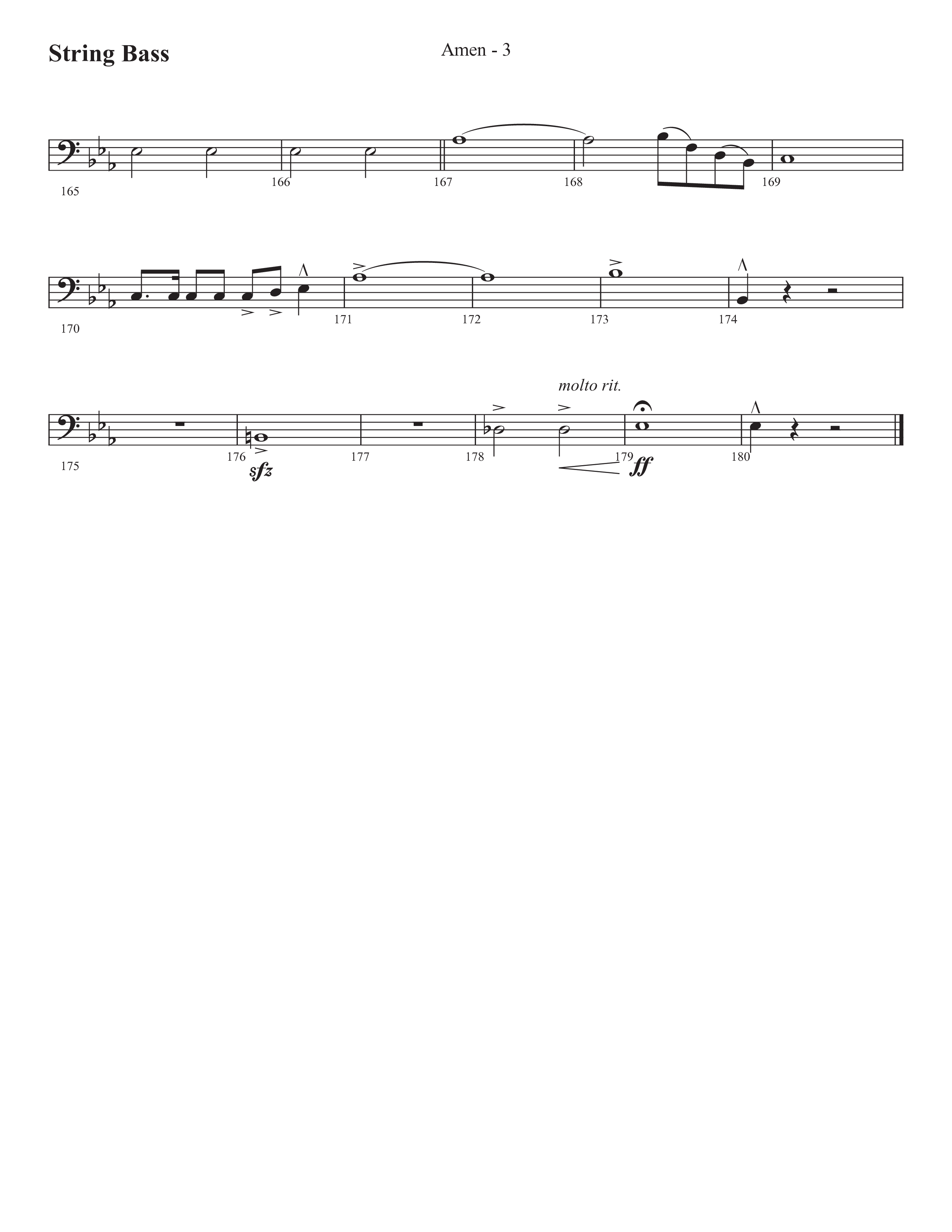 Amen (Choral Anthem SATB) String Bass (Prestonwood Worship / Prestonwood Choir / Arr. Jonathan Walker)