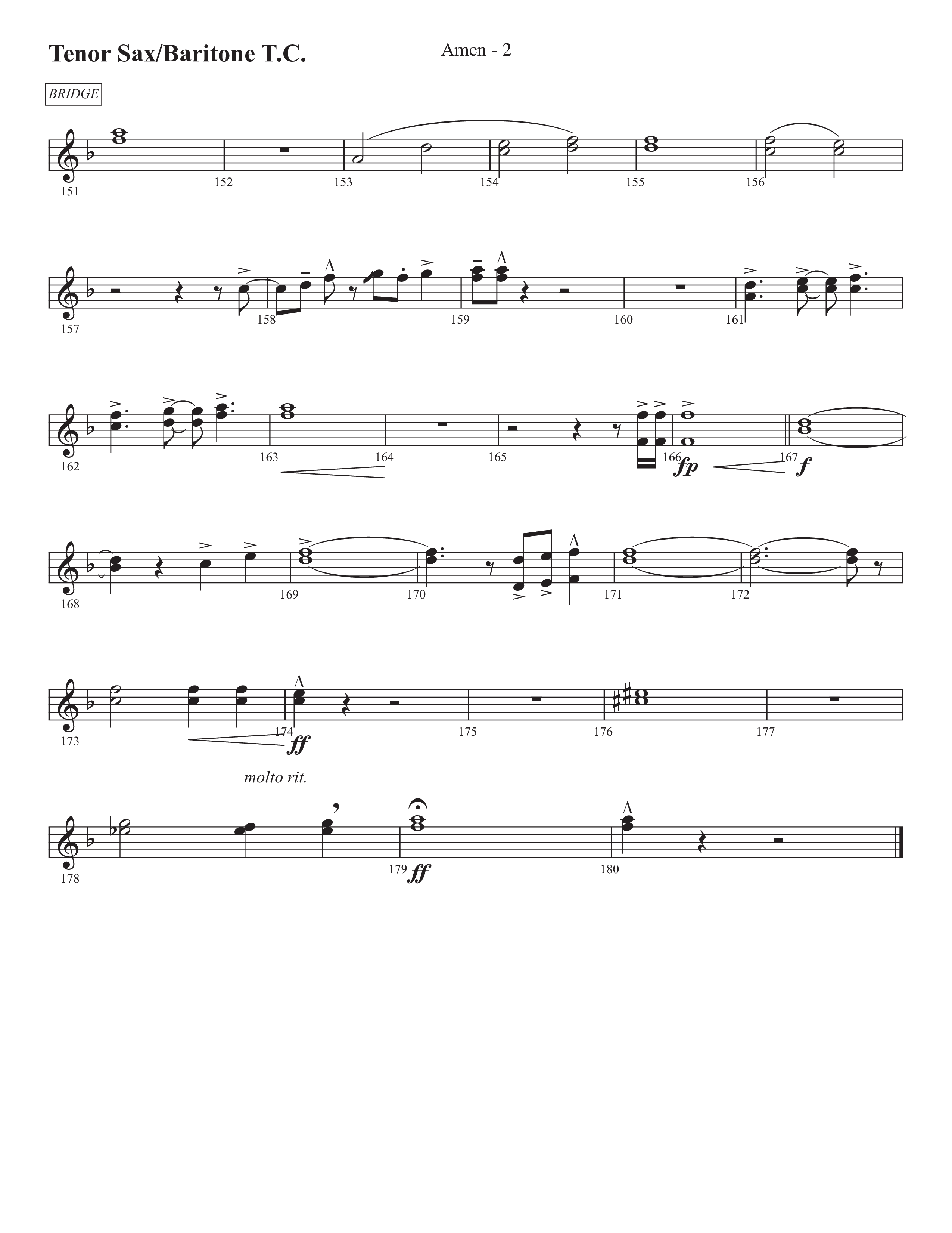 Amen (Choral Anthem SATB) Tenor Sax/Baritone T.C. (Prestonwood Worship / Prestonwood Choir / Arr. Jonathan Walker)