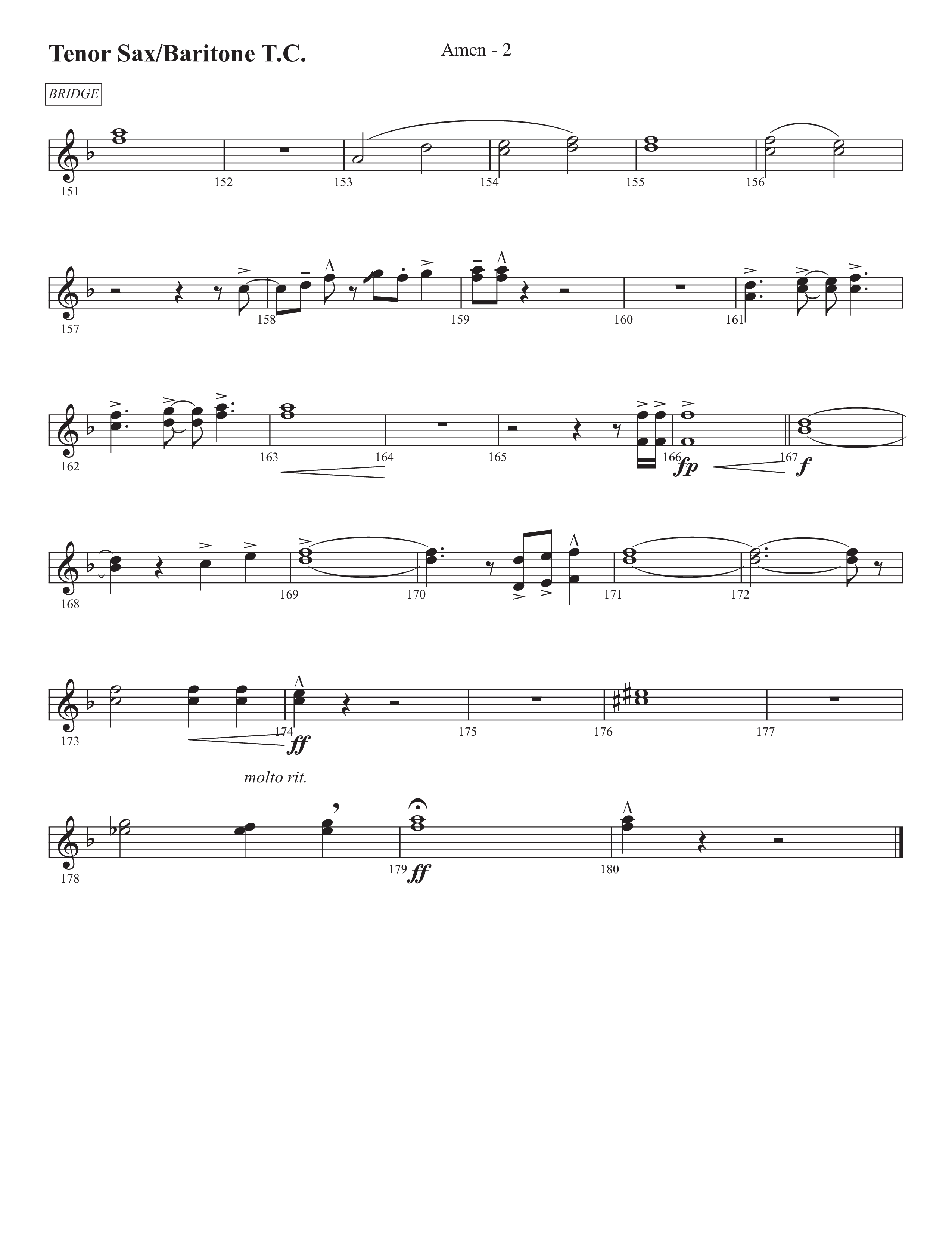 Amen (Choral Anthem SATB) Tenor Sax/Baritone T.C. (Prestonwood Worship / Prestonwood Choir / Arr. Jonathan Walker)