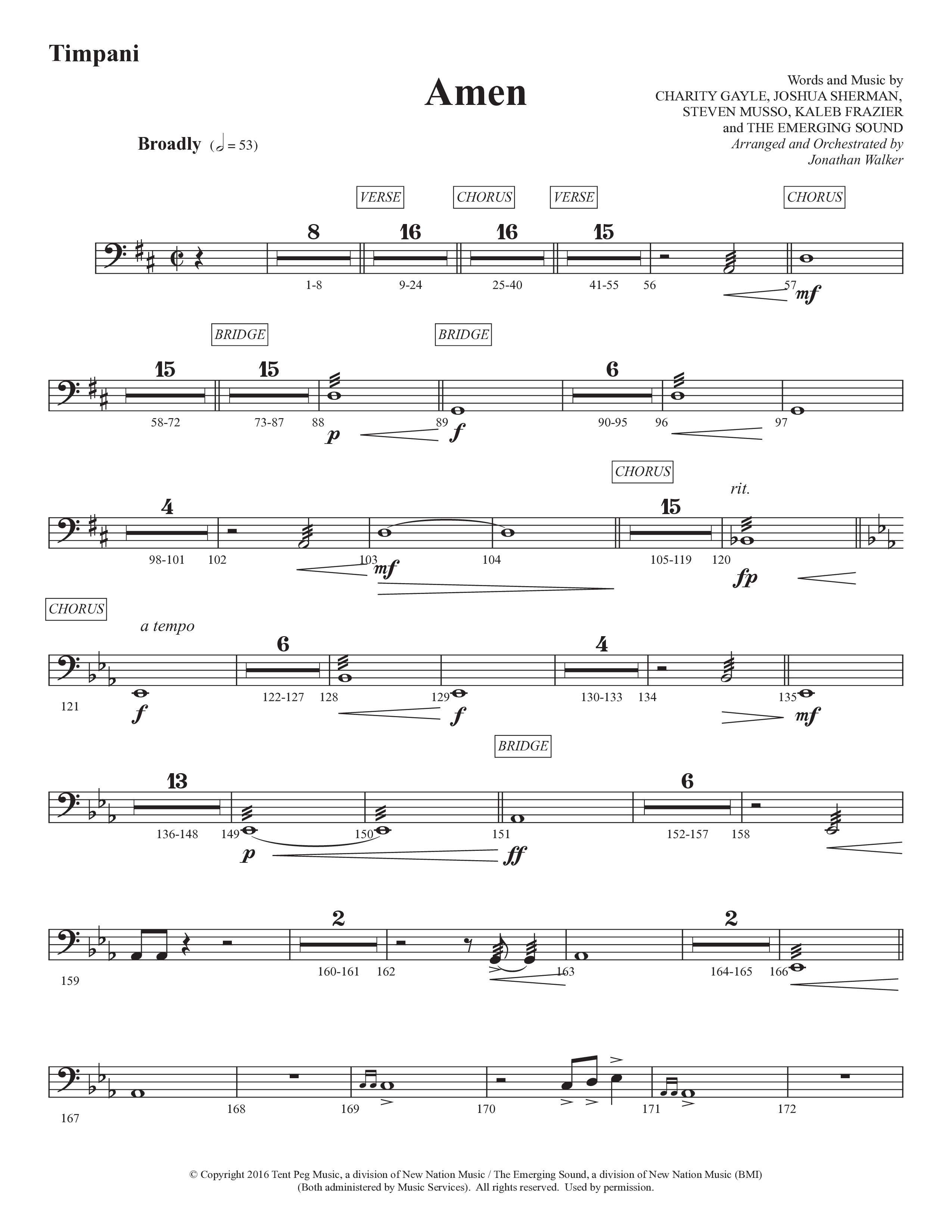 Amen (Choral Anthem SATB) Timpani (Prestonwood Worship / Prestonwood Choir / Arr. Jonathan Walker)