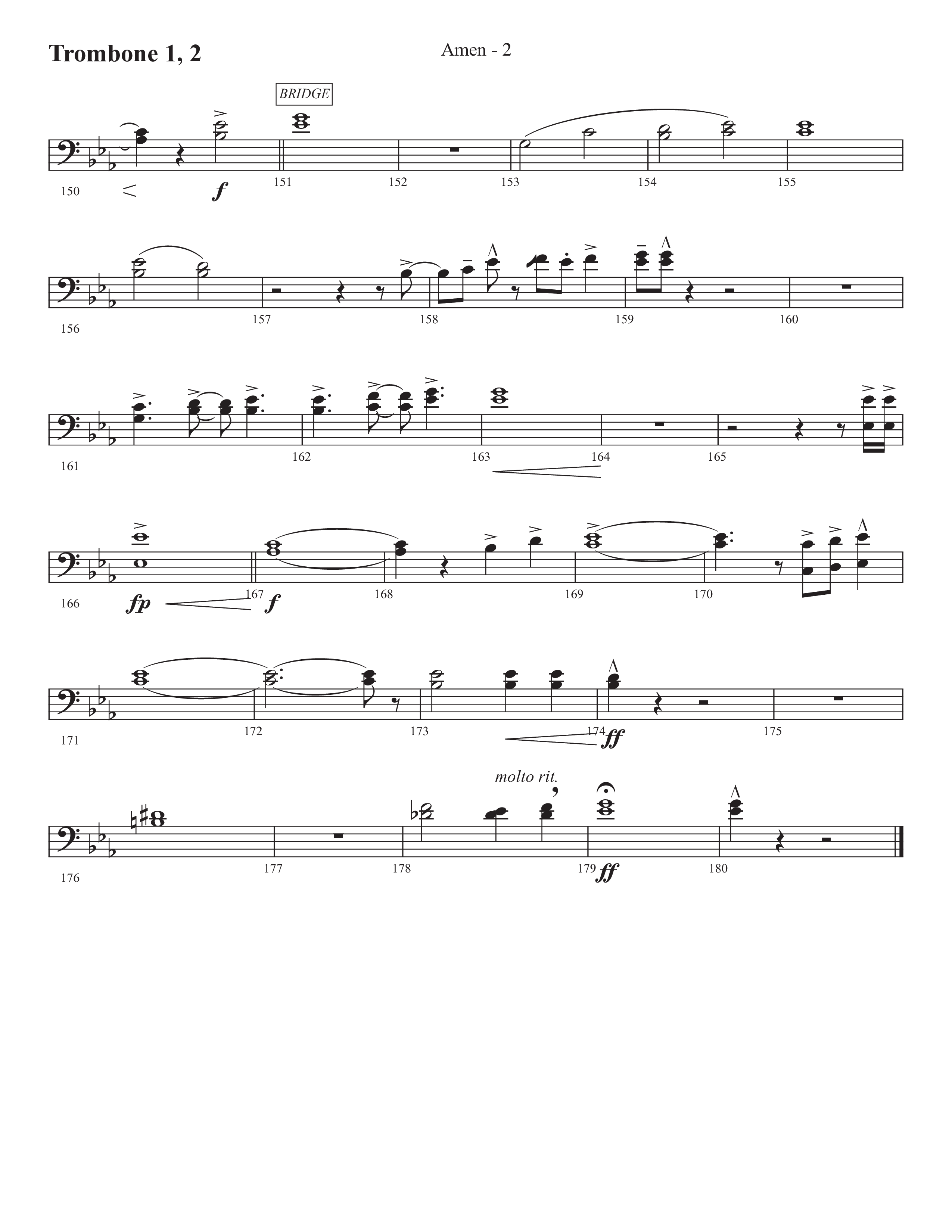 Amen (Choral Anthem SATB) Trombone 1/2 (Prestonwood Worship / Prestonwood Choir / Arr. Jonathan Walker)