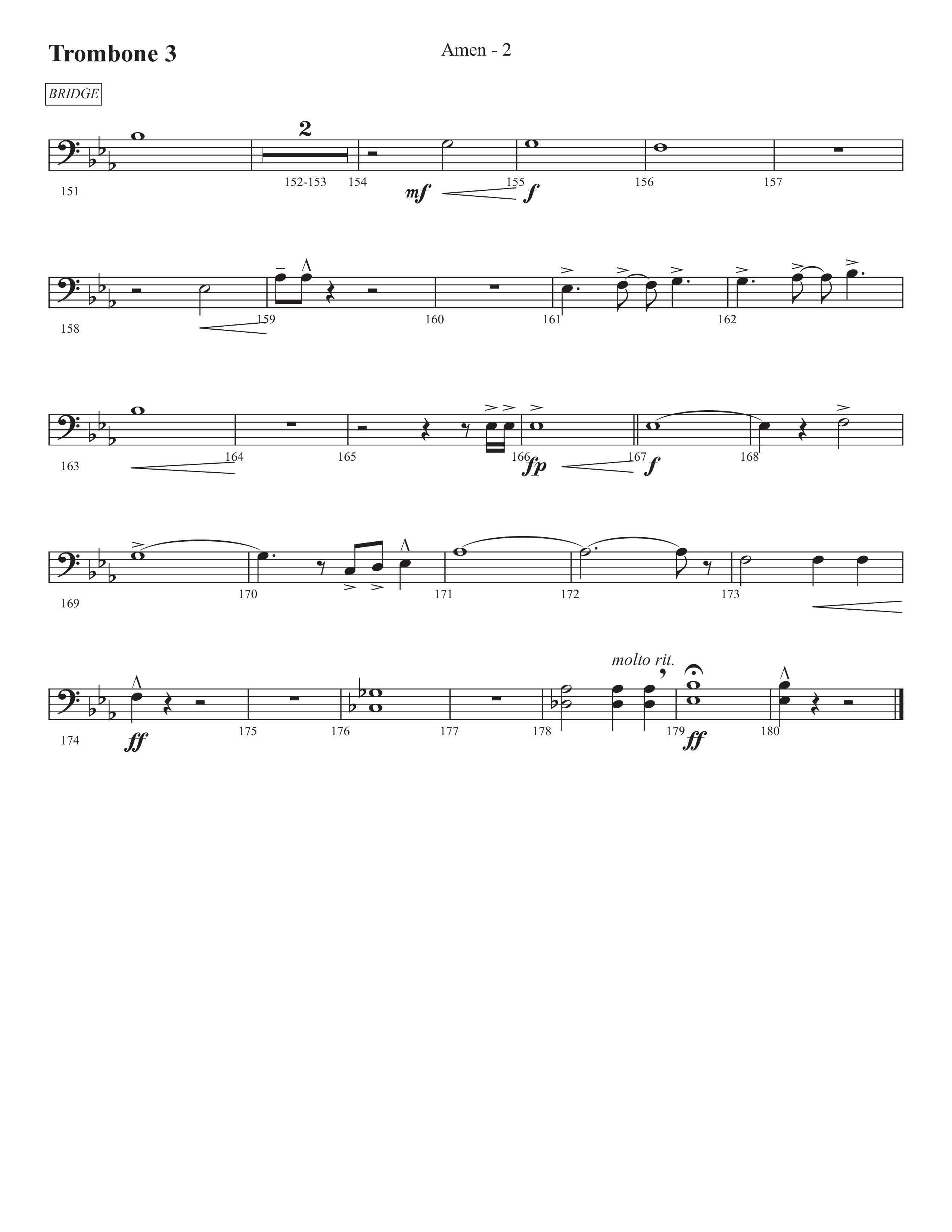 Amen (Choral Anthem SATB) Trombone 3 (Prestonwood Worship / Prestonwood Choir / Arr. Jonathan Walker)