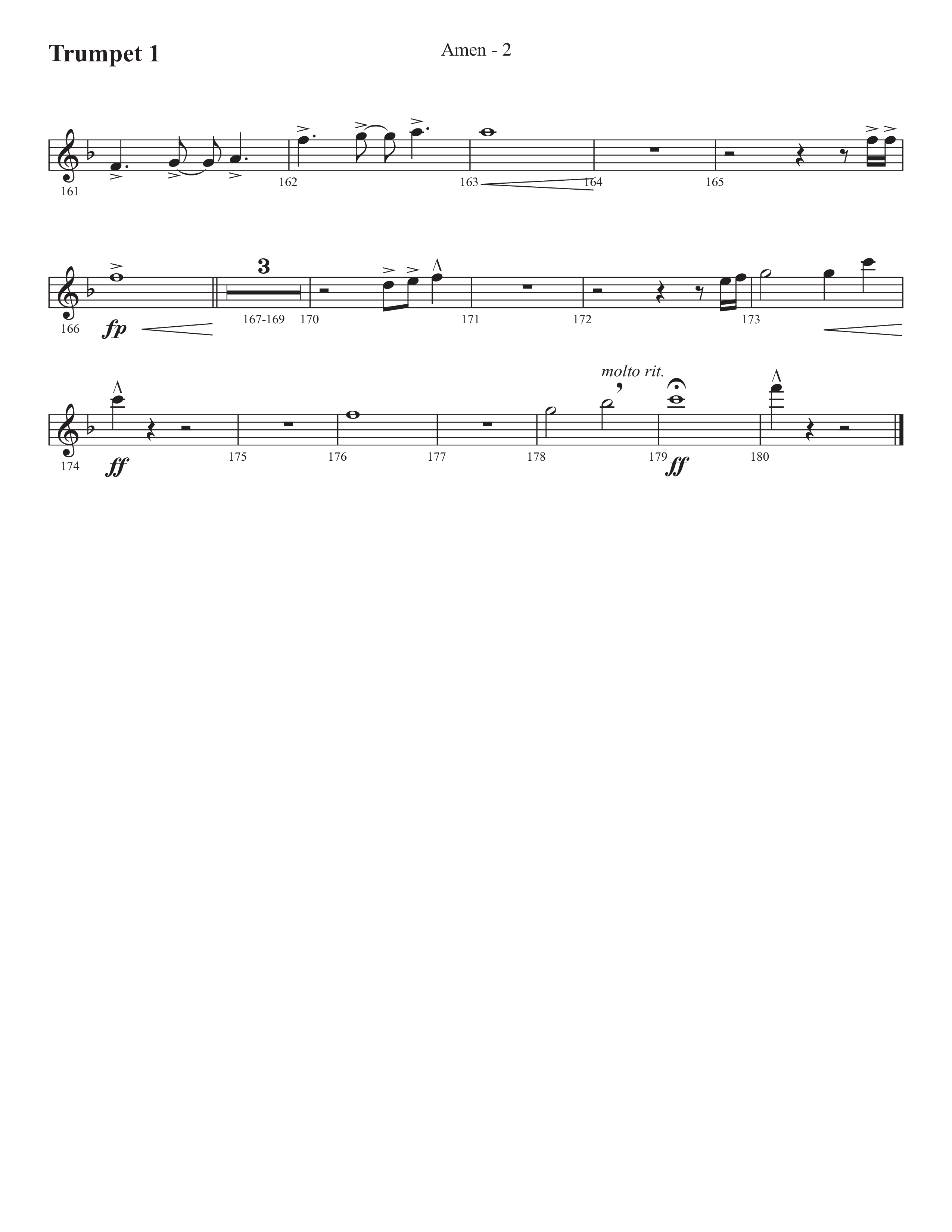 Amen (Choral Anthem SATB) Trumpet 1 (Prestonwood Worship / Prestonwood Choir / Arr. Jonathan Walker)