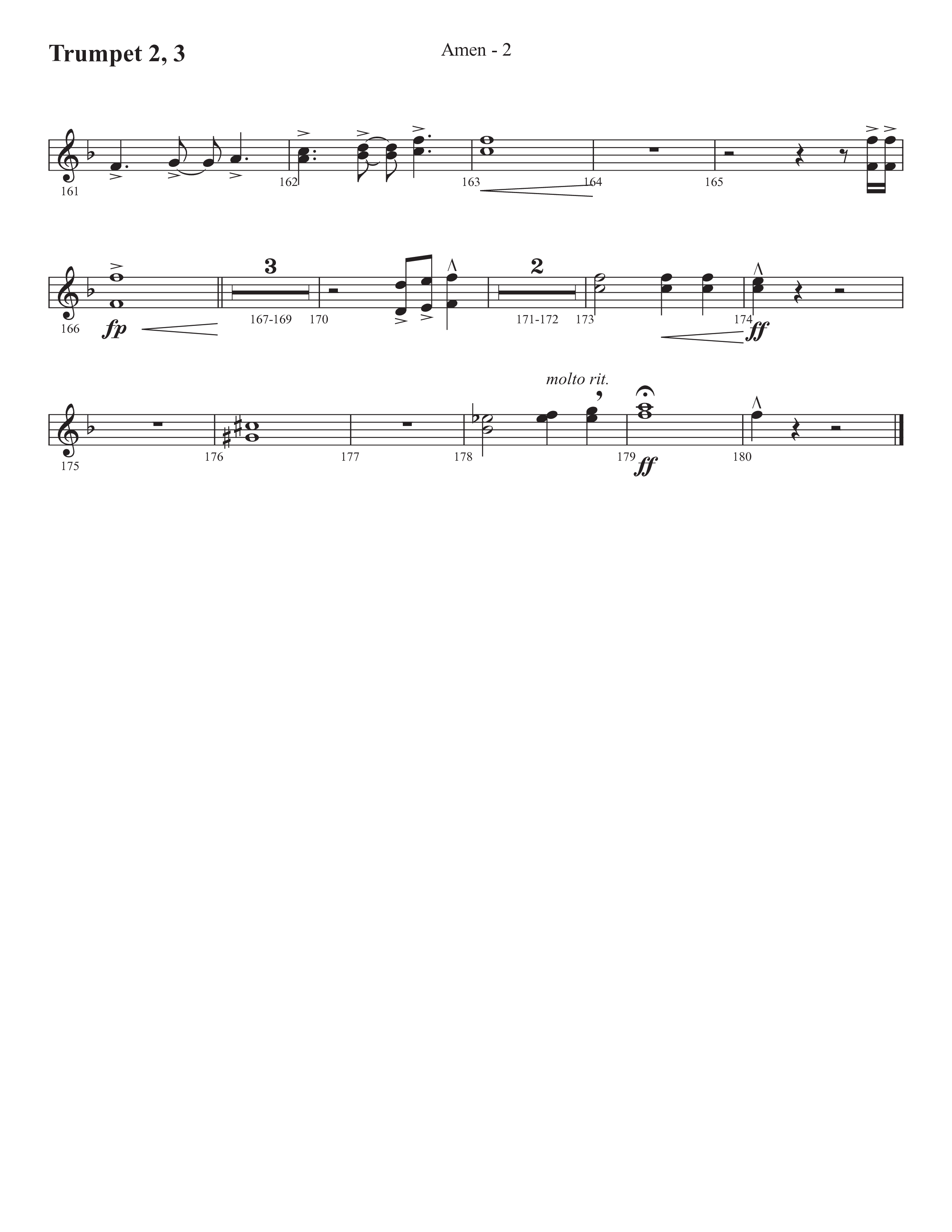 Amen (Choral Anthem SATB) Trumpet 2/3 (Prestonwood Worship / Prestonwood Choir / Arr. Jonathan Walker)