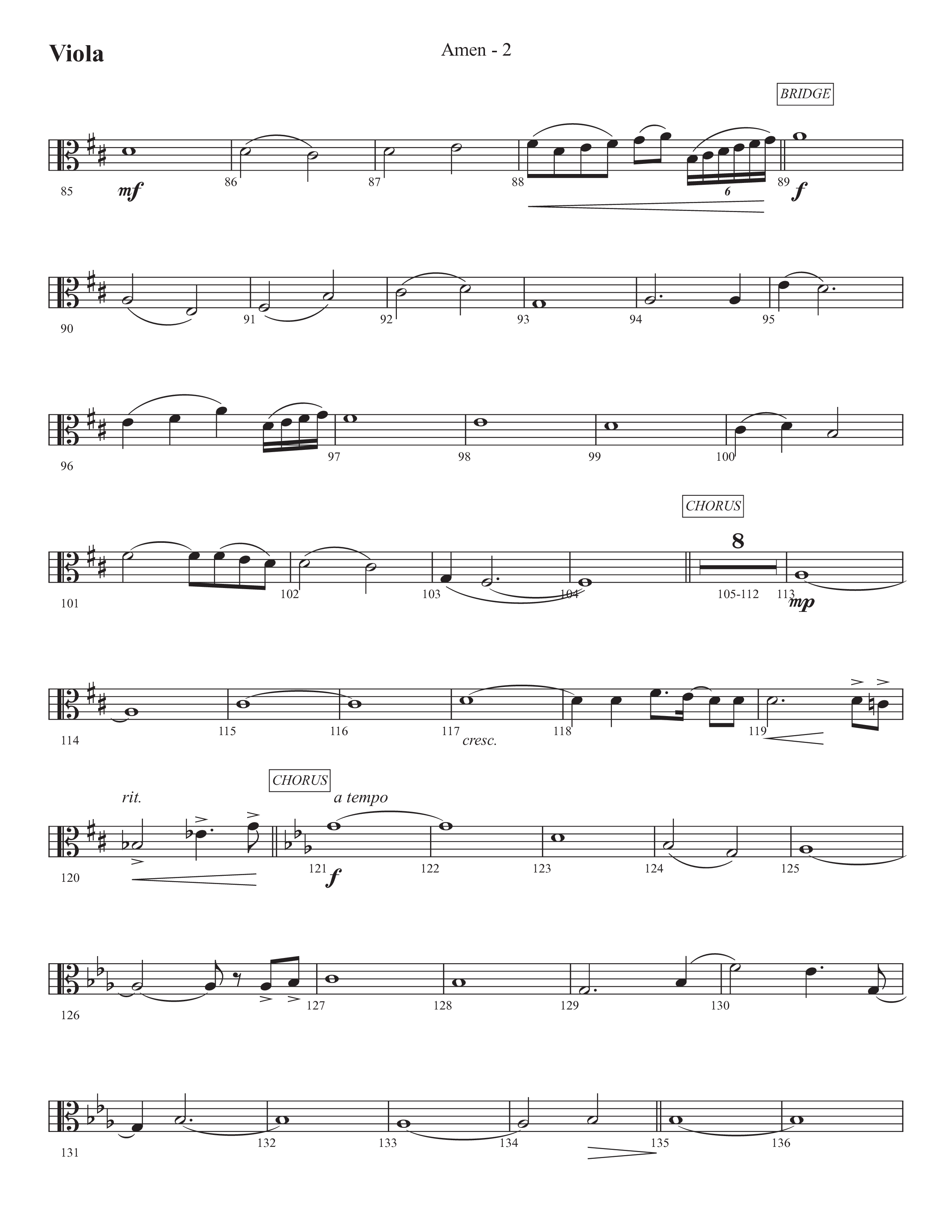 Amen (Choral Anthem SATB) Viola (Prestonwood Worship / Prestonwood Choir / Arr. Jonathan Walker)
