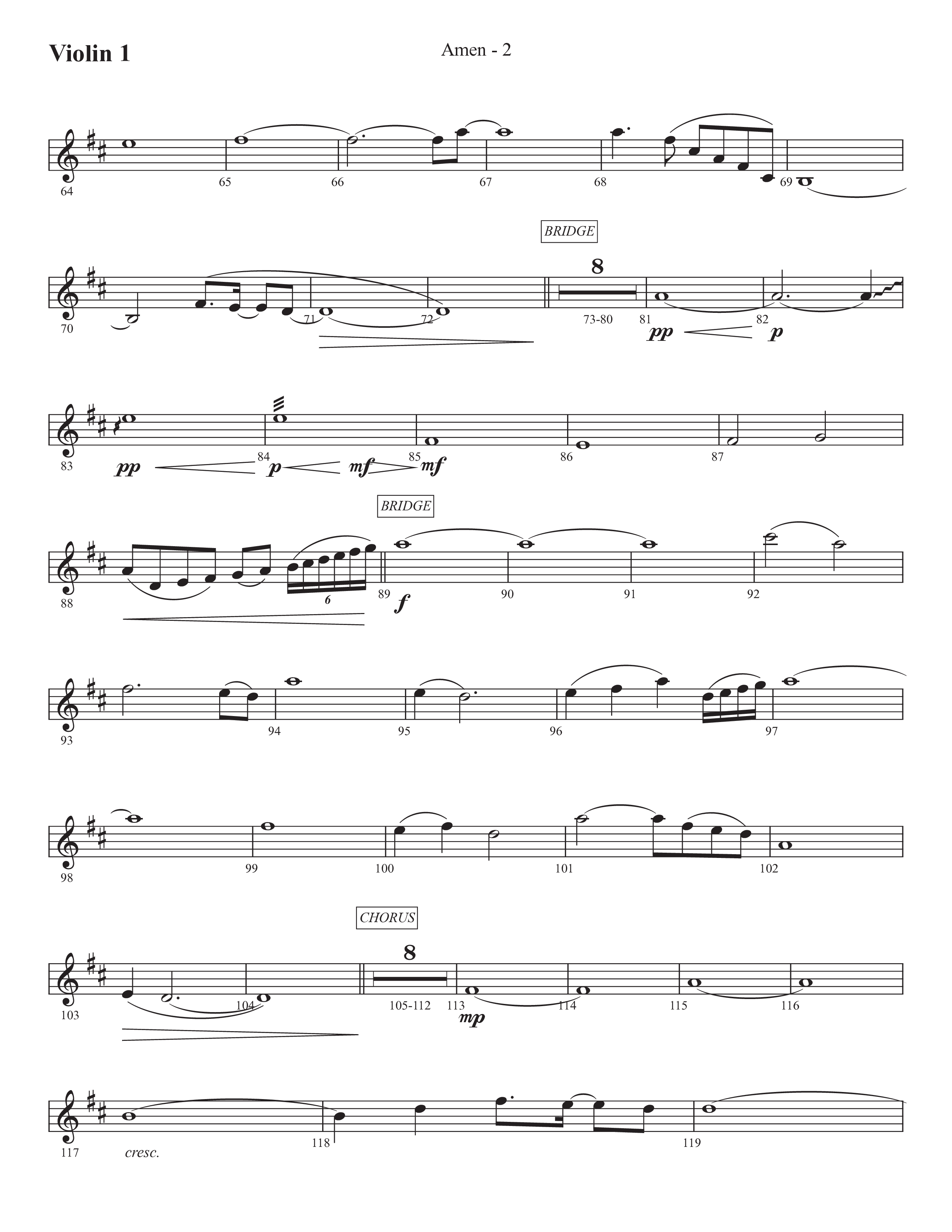 Amen (Choral Anthem SATB) Violin 1 (Prestonwood Worship / Prestonwood Choir / Arr. Jonathan Walker)