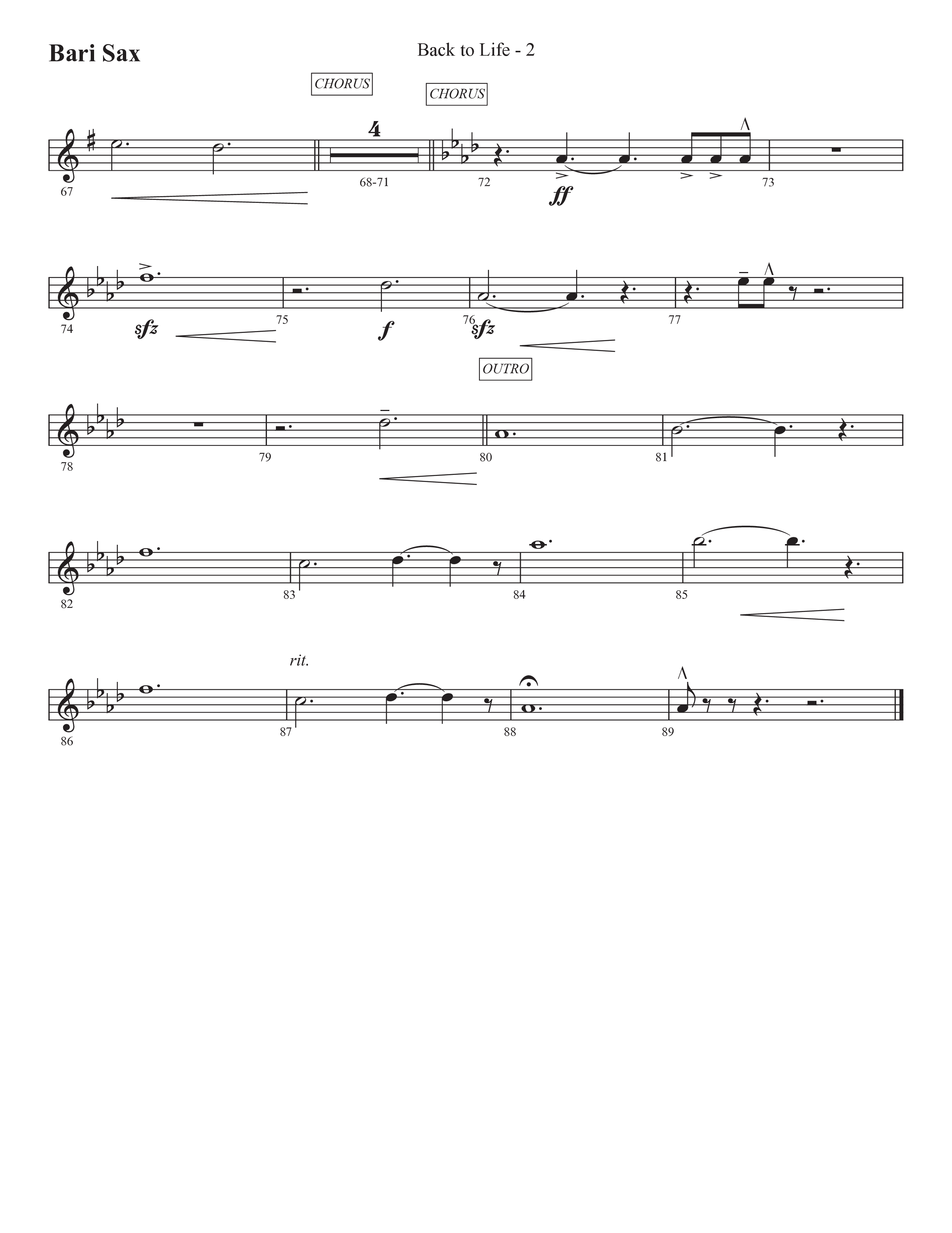 Back To Life (Choral Anthem SATB) Bari Sax (Prestonwood Worship / Prestonwood Choir / Arr. Carson Wagner)