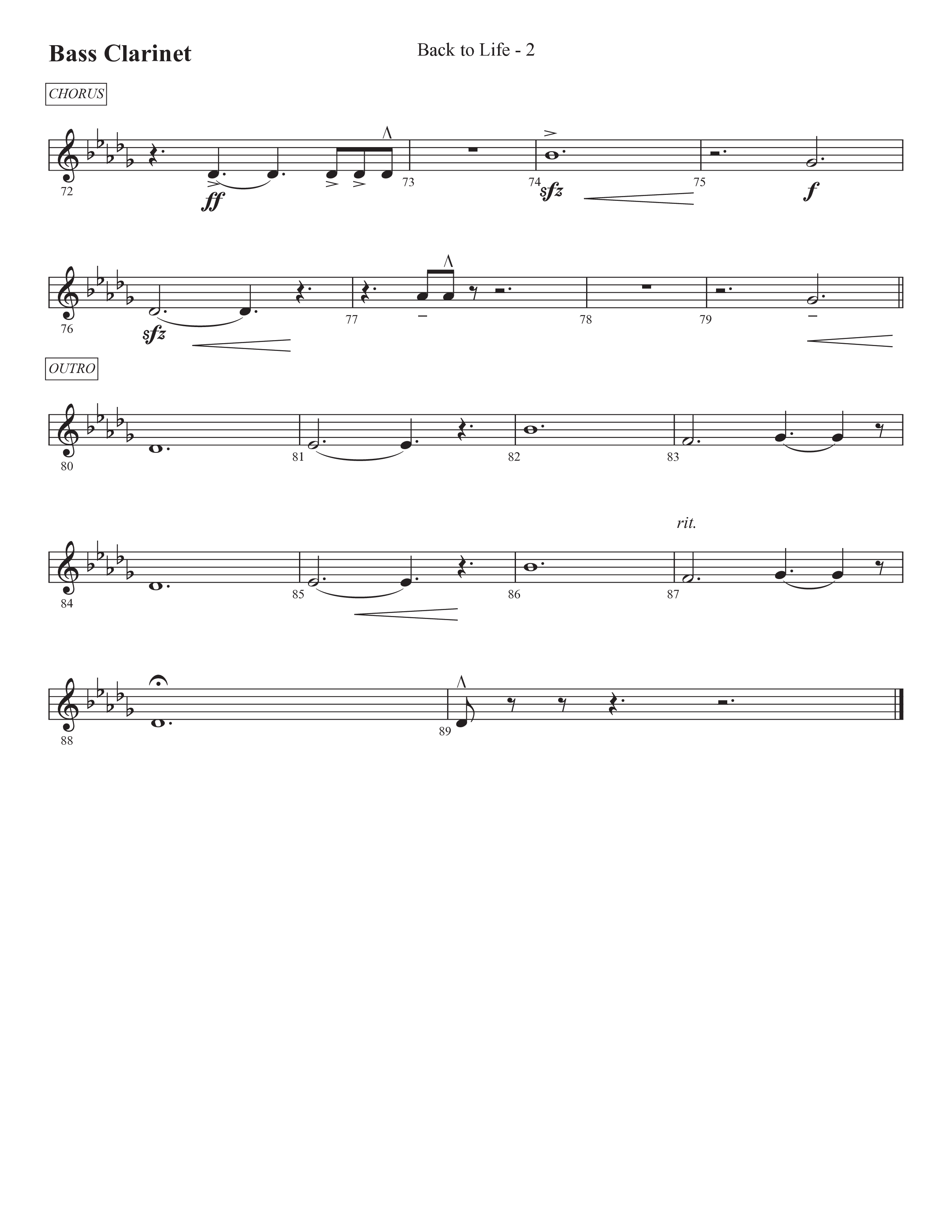 Back To Life (Choral Anthem SATB) Bass Clarinet (Prestonwood Worship / Prestonwood Choir / Arr. Carson Wagner)