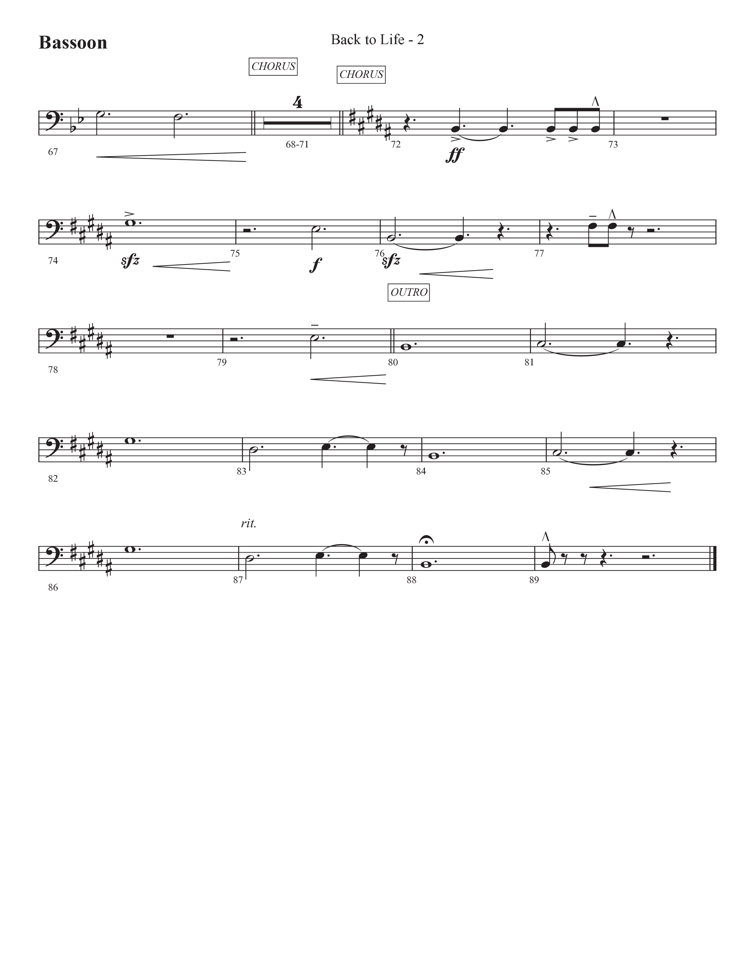 Back To Life (Choral Anthem SATB) Bassoon (Prestonwood Worship / Prestonwood Choir / Arr. Carson Wagner)