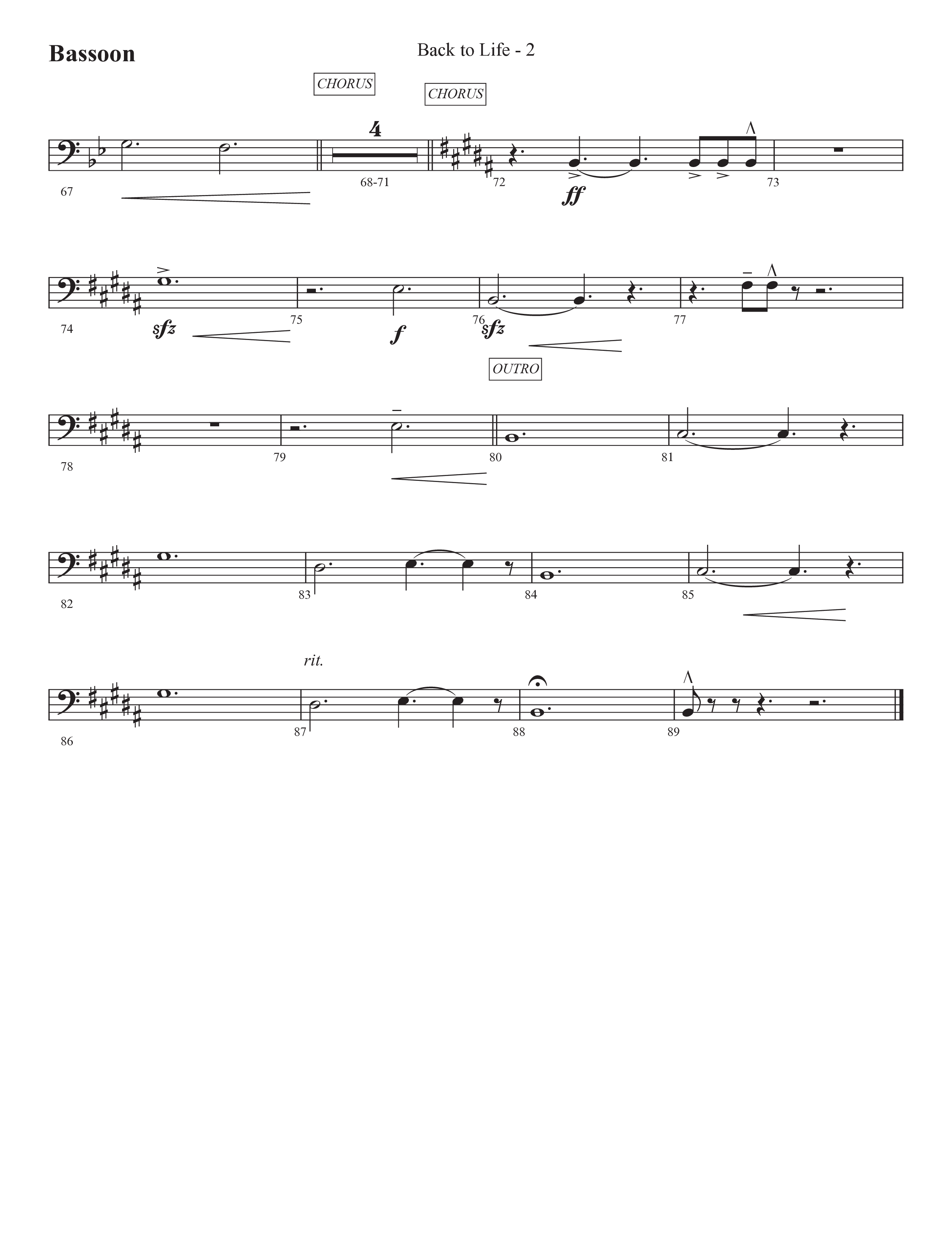 Back To Life (Choral Anthem SATB) Bassoon (Prestonwood Worship / Prestonwood Choir / Arr. Carson Wagner)
