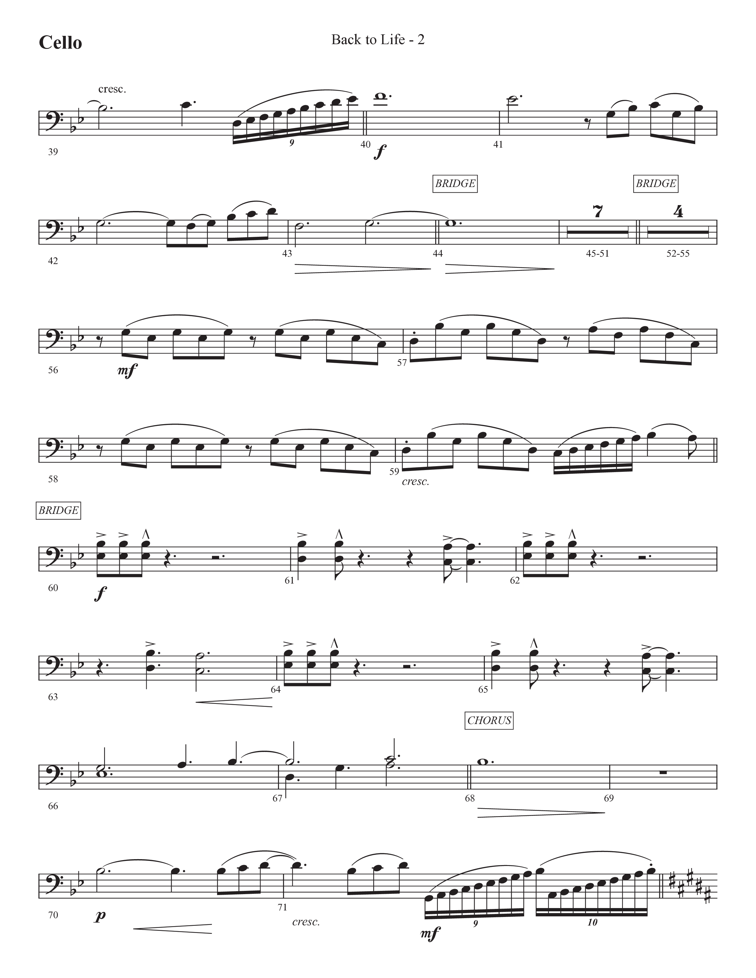 Back To Life (Choral Anthem SATB) Cello (Prestonwood Worship / Prestonwood Choir / Arr. Carson Wagner)