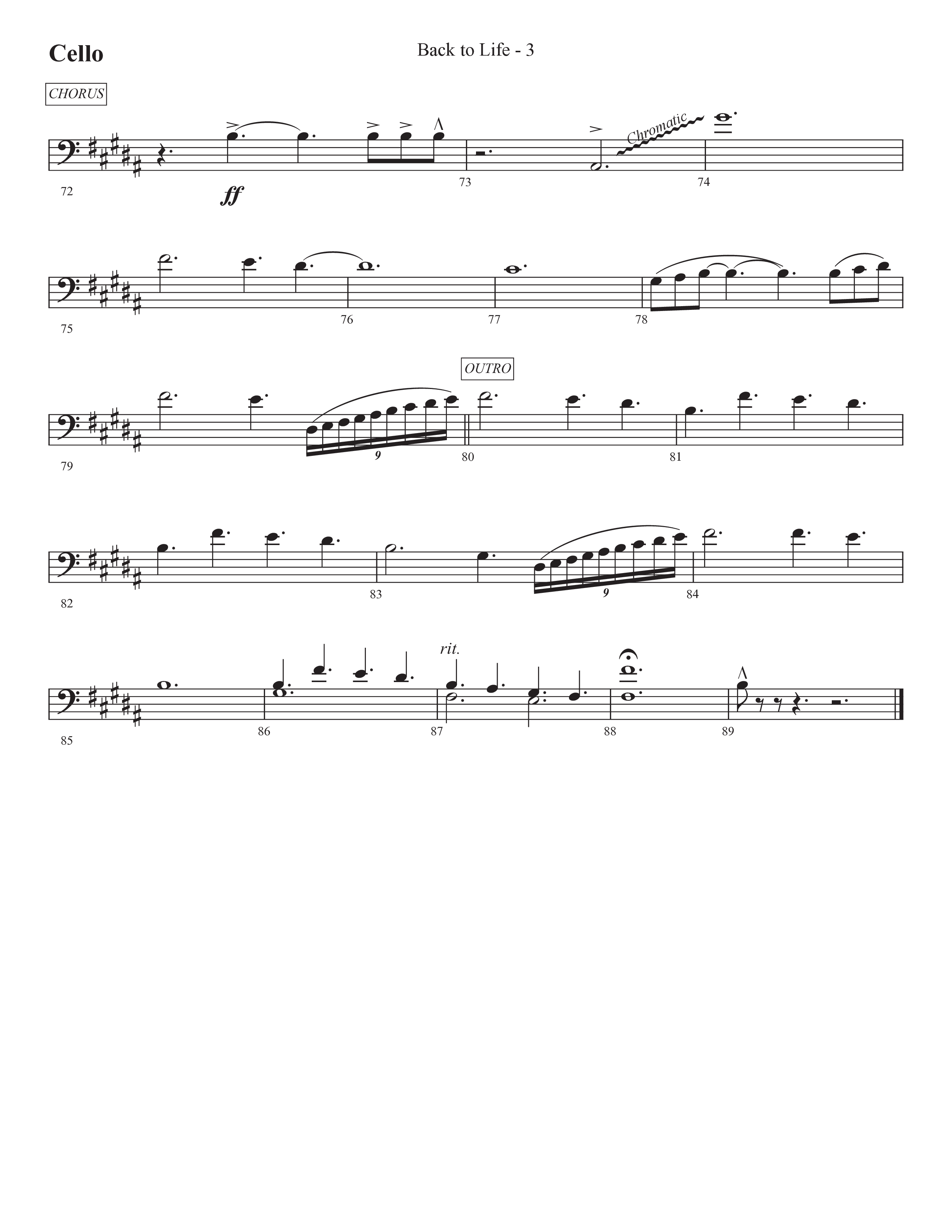 Back To Life (Choral Anthem SATB) Cello (Prestonwood Worship / Prestonwood Choir / Arr. Carson Wagner)