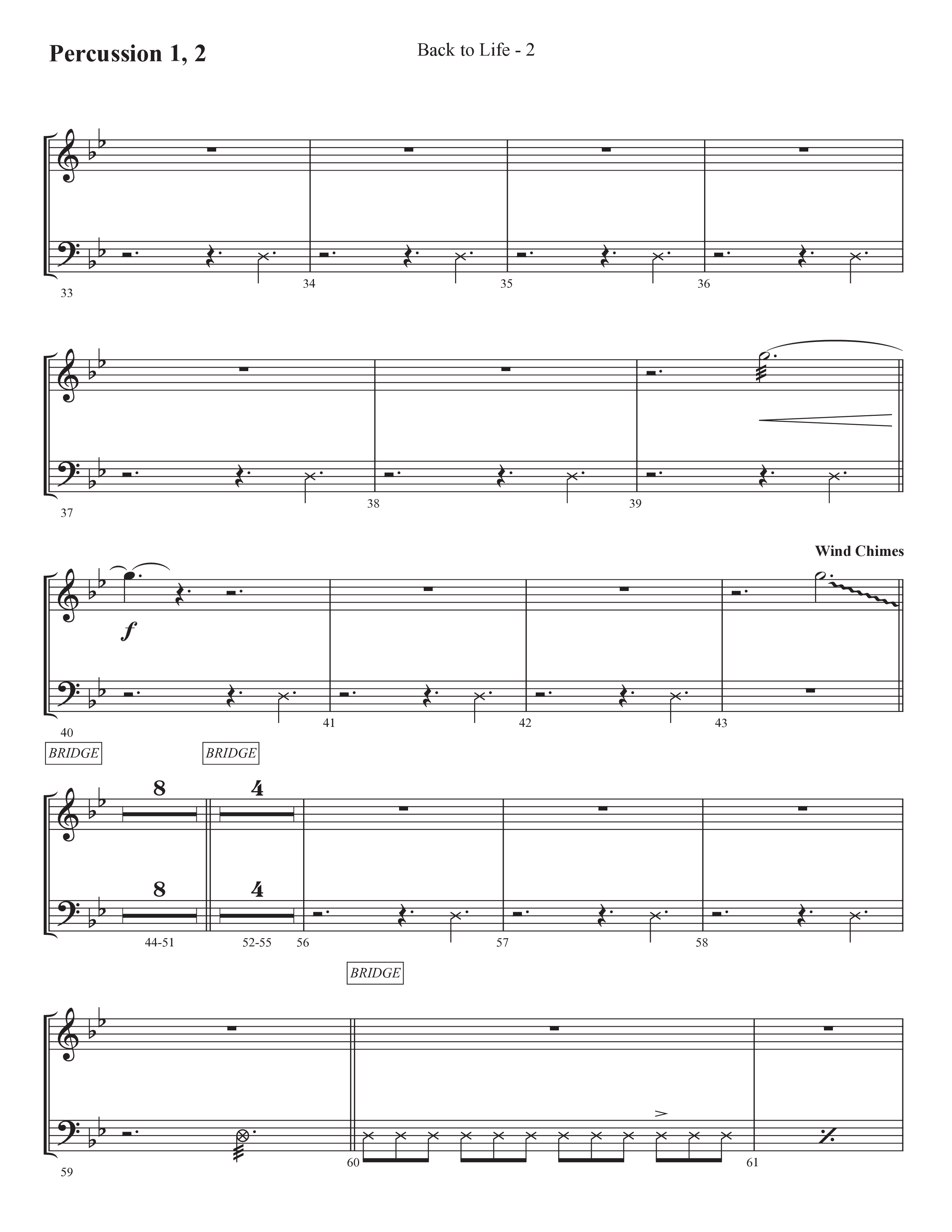 Back To Life (Choral Anthem SATB) Percussion 1/2 (Prestonwood Worship / Prestonwood Choir / Arr. Carson Wagner)