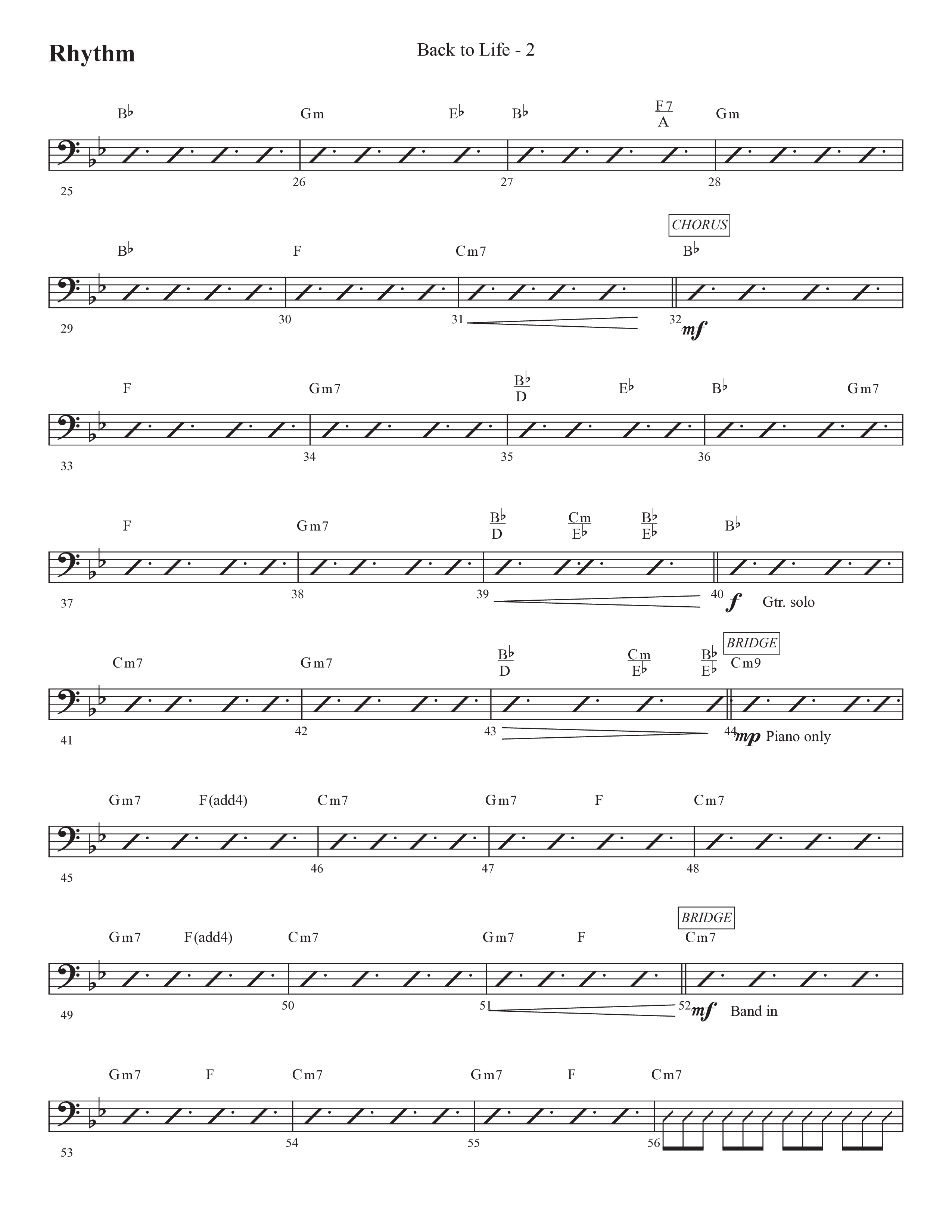 Back To Life (Choral Anthem SATB) Rhythm Chart (Prestonwood Worship / Prestonwood Choir / Arr. Carson Wagner)
