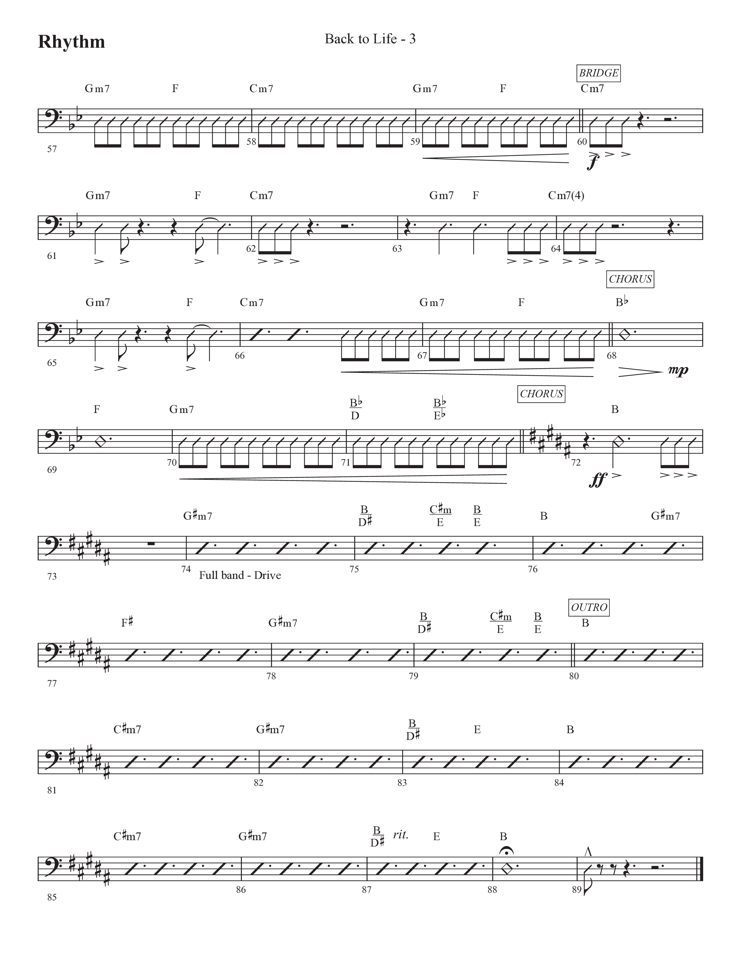 Back To Life (Choral Anthem SATB) Rhythm Chart (Prestonwood Worship / Prestonwood Choir / Arr. Carson Wagner)