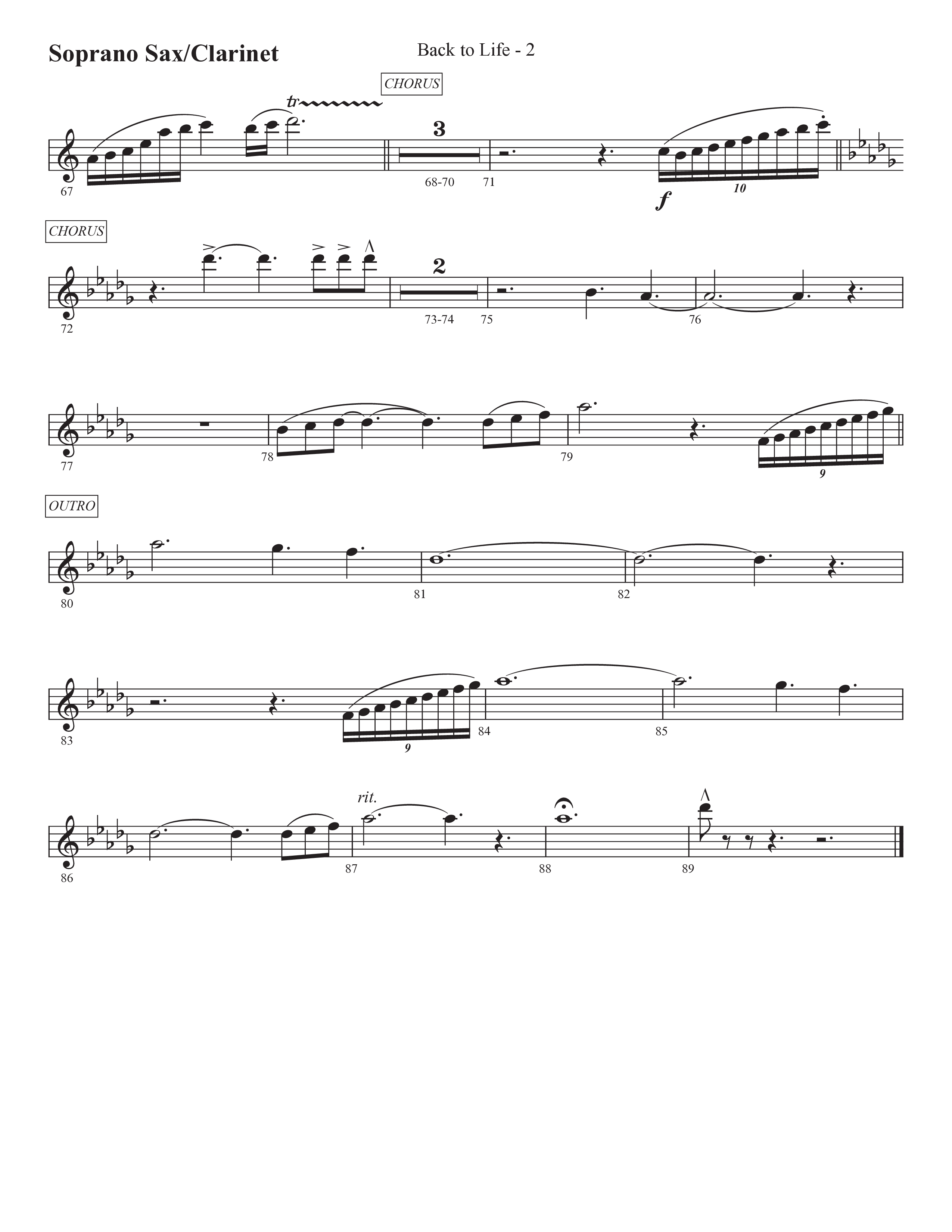 Back To Life (Choral Anthem SATB) Soprano Sax (Prestonwood Worship / Prestonwood Choir / Arr. Carson Wagner)