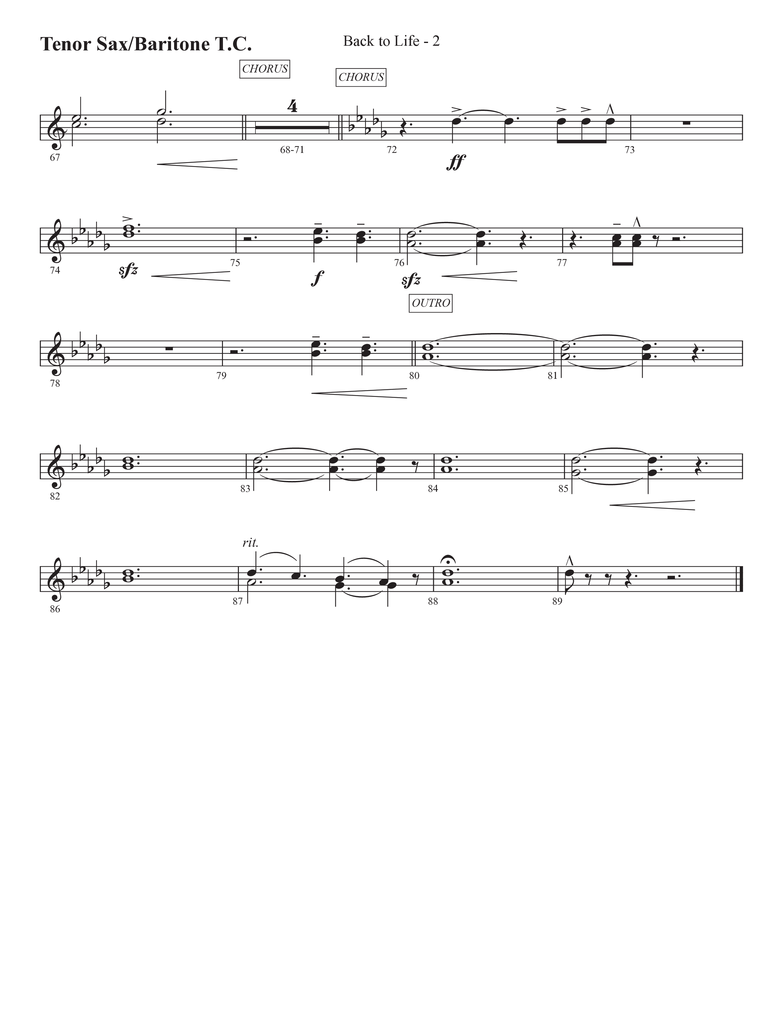 Back To Life (Choral Anthem SATB) Tenor Sax/Baritone T.C. (Prestonwood Worship / Prestonwood Choir / Arr. Carson Wagner)