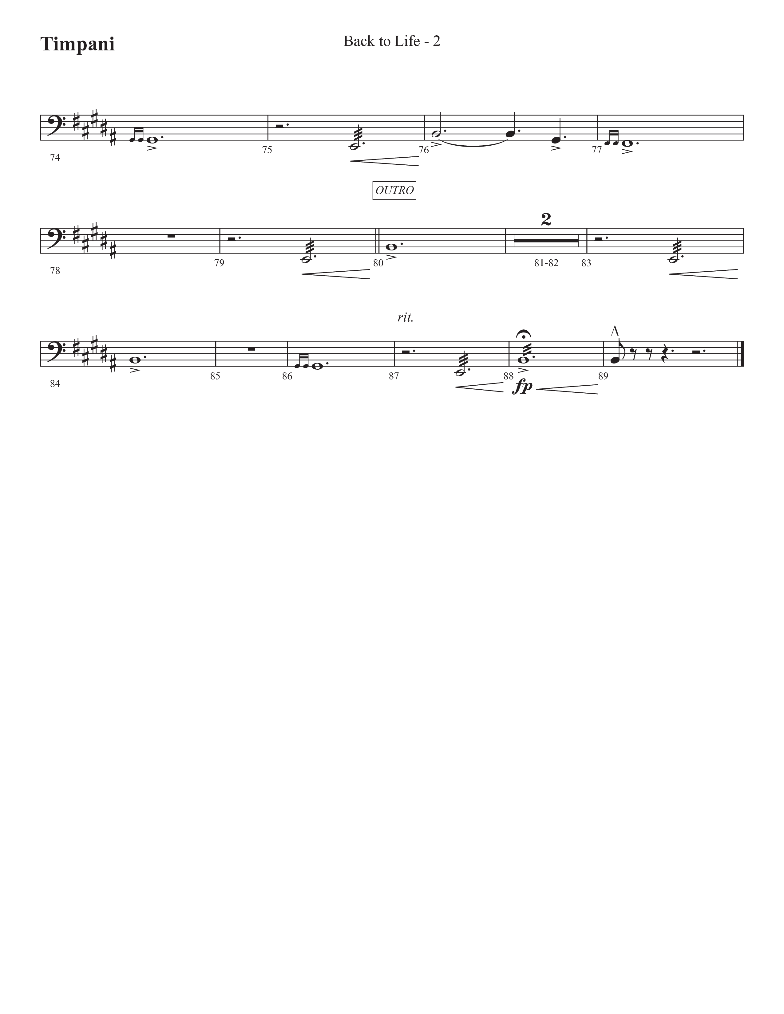 Back To Life (Choral Anthem SATB) Timpani (Prestonwood Worship / Prestonwood Choir / Arr. Carson Wagner)