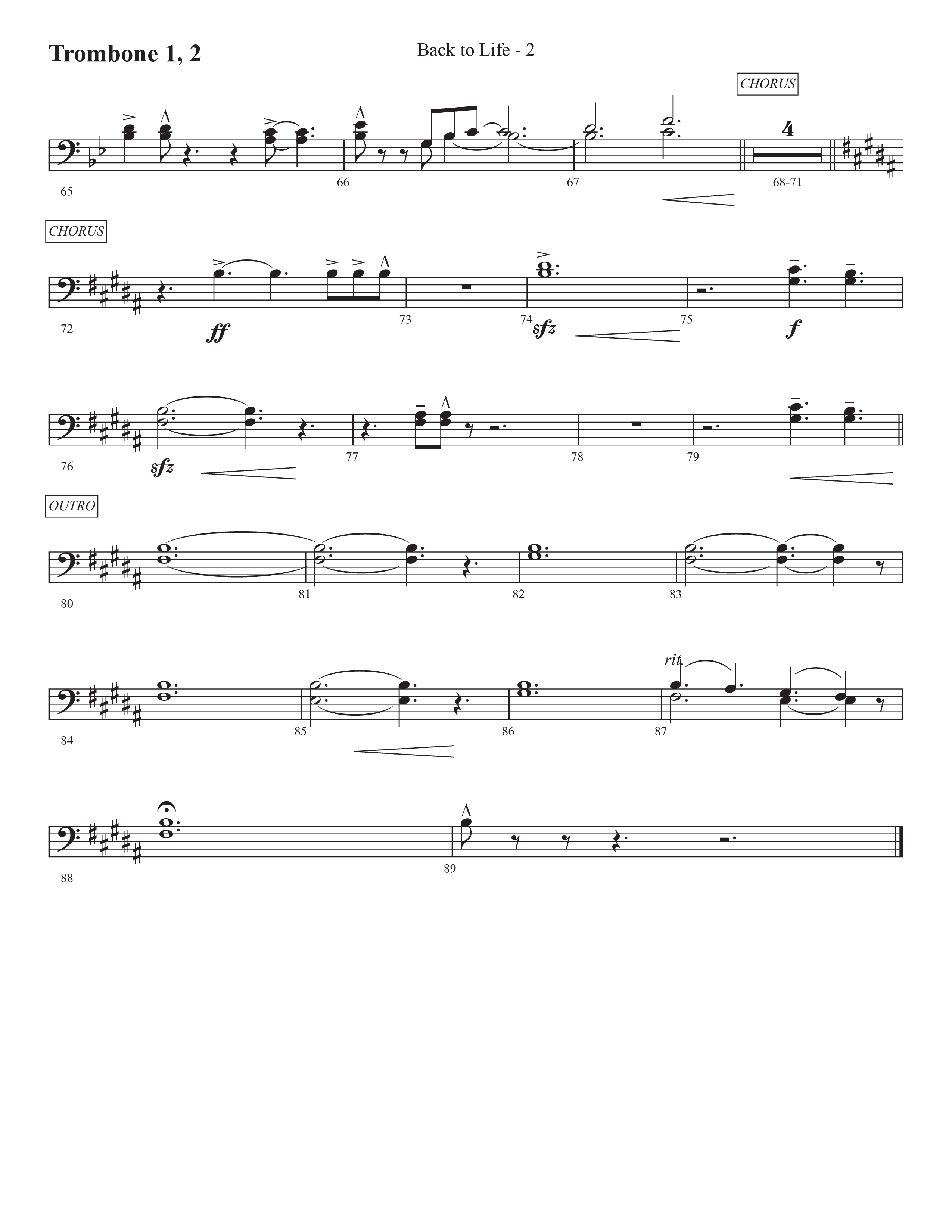 Back To Life (Choral Anthem SATB) Trombone 1/2 (Prestonwood Worship / Prestonwood Choir / Arr. Carson Wagner)