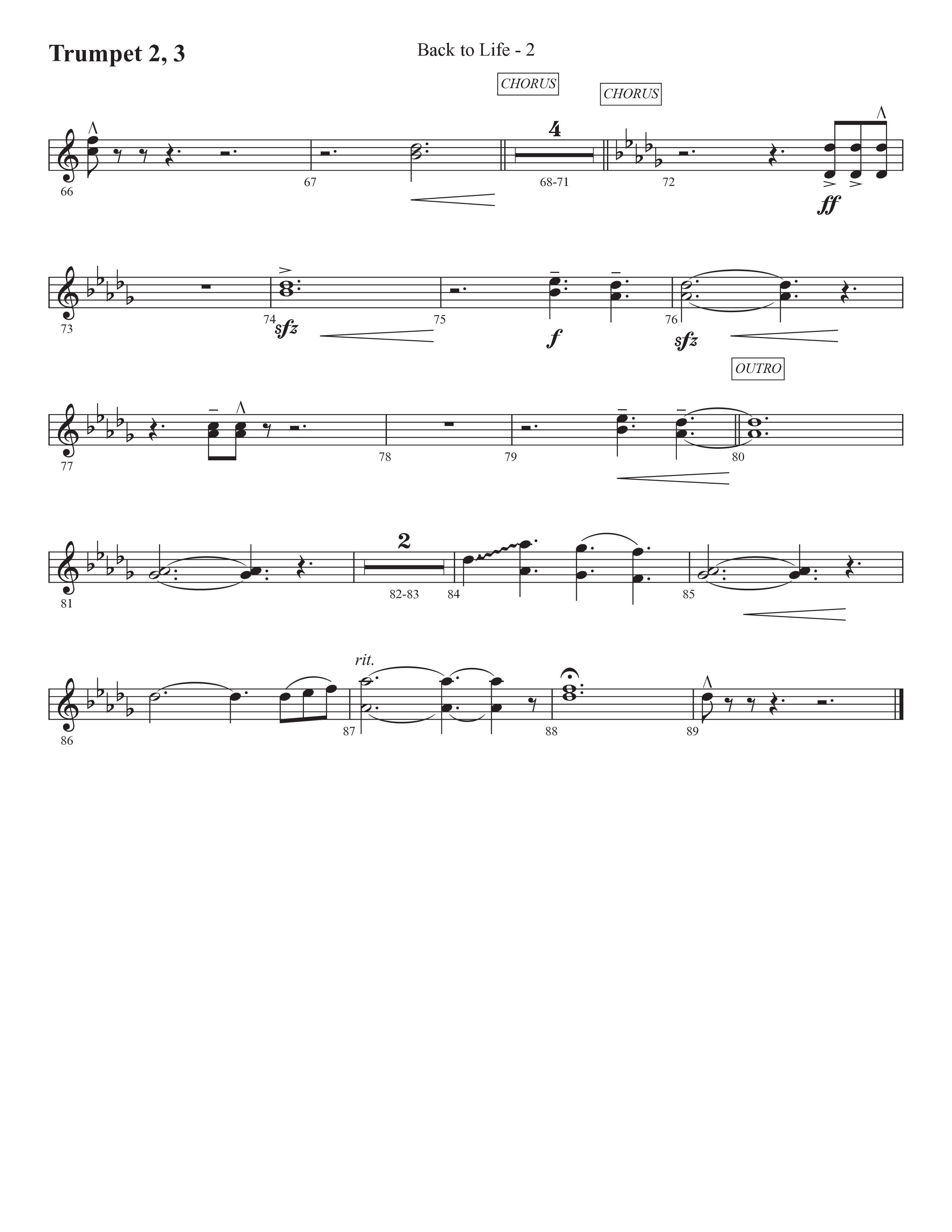Back To Life (Choral Anthem SATB) Trumpet 2/3 (Prestonwood Worship / Prestonwood Choir / Arr. Carson Wagner)