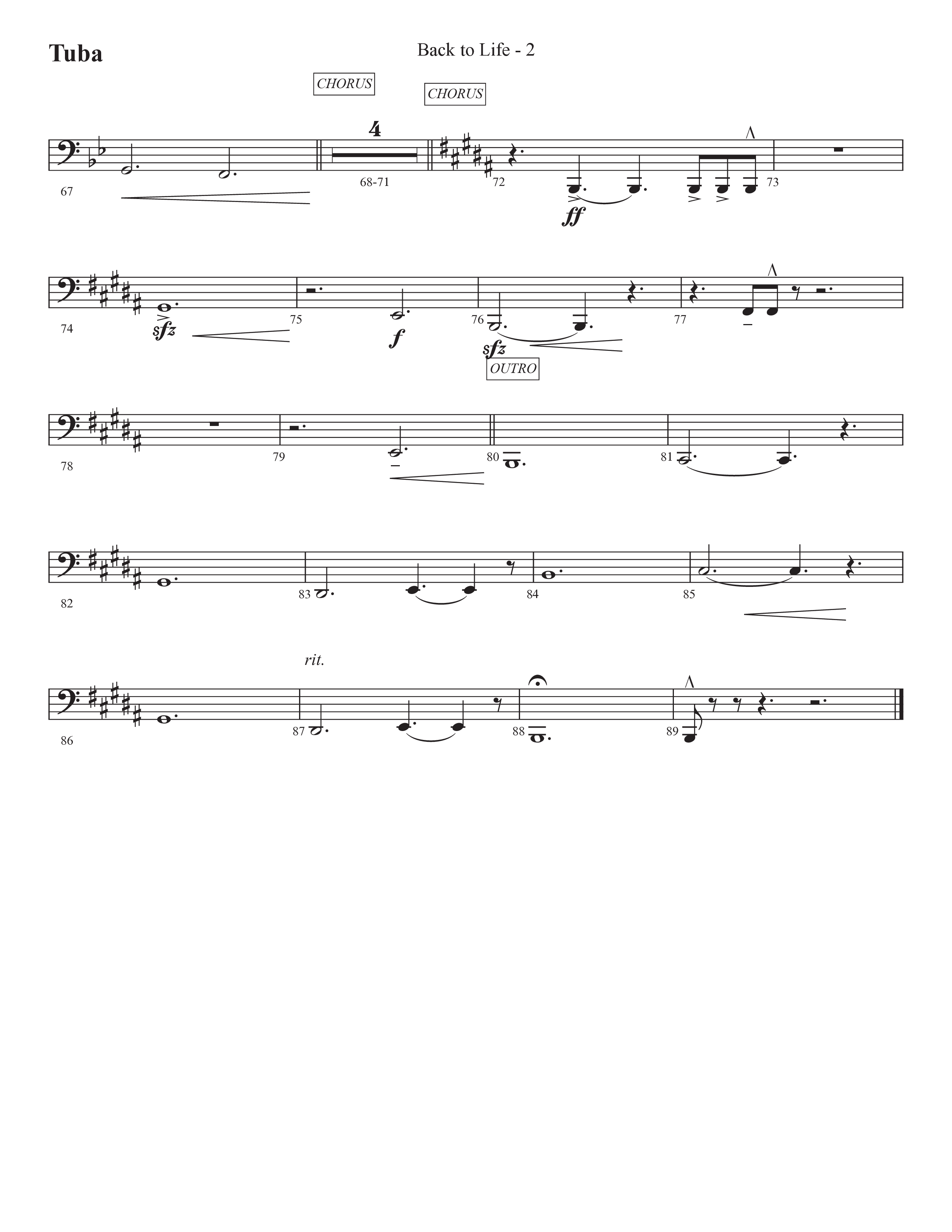Back To Life (Choral Anthem SATB) Tuba (Prestonwood Worship / Prestonwood Choir / Arr. Carson Wagner)