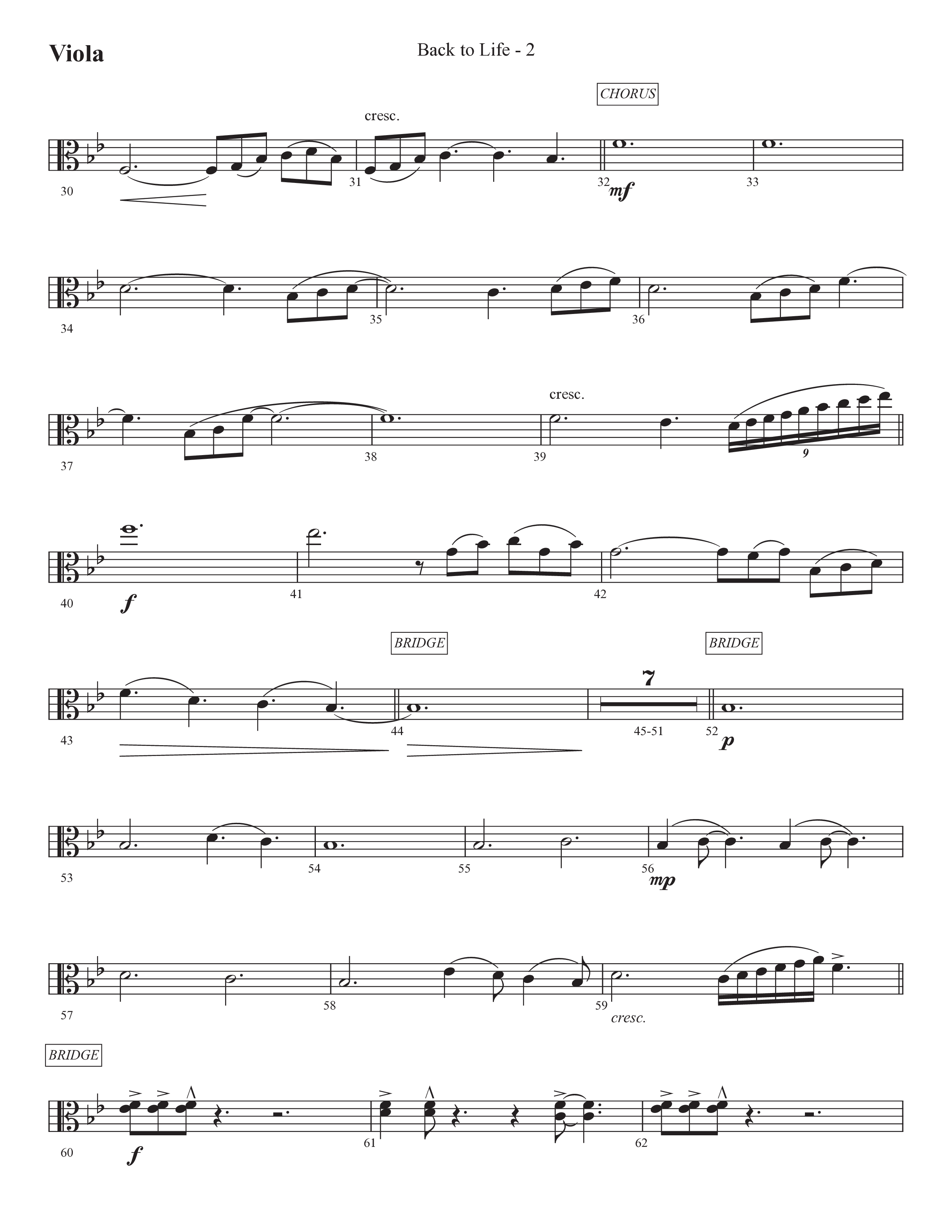 Back To Life (Choral Anthem SATB) Viola (Prestonwood Worship / Prestonwood Choir / Arr. Carson Wagner)