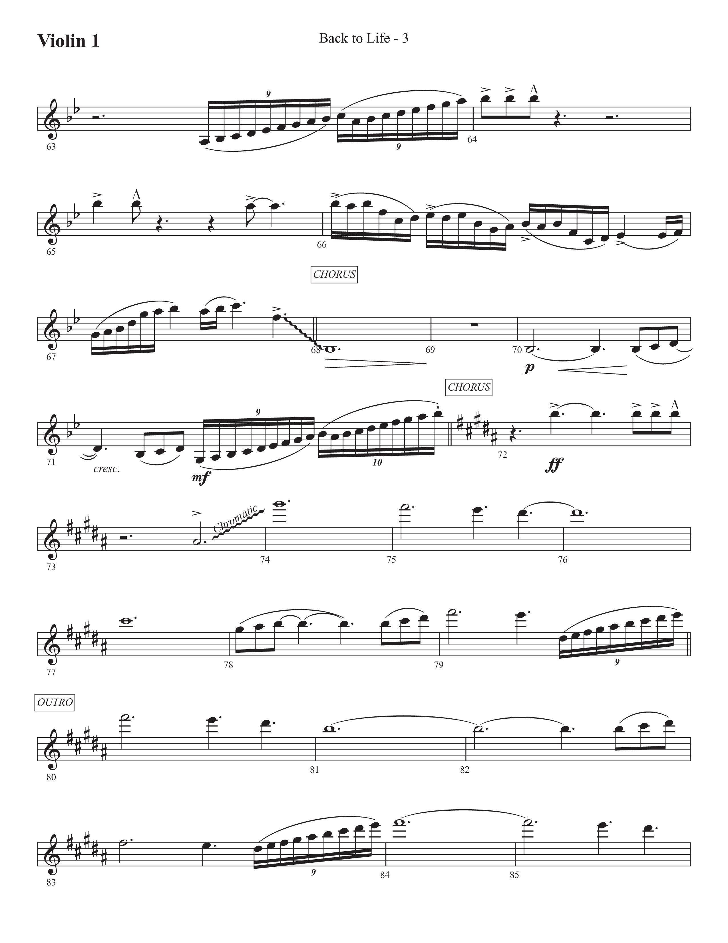 Back To Life (Choral Anthem SATB) Violin 1 (Prestonwood Worship / Prestonwood Choir / Arr. Carson Wagner)