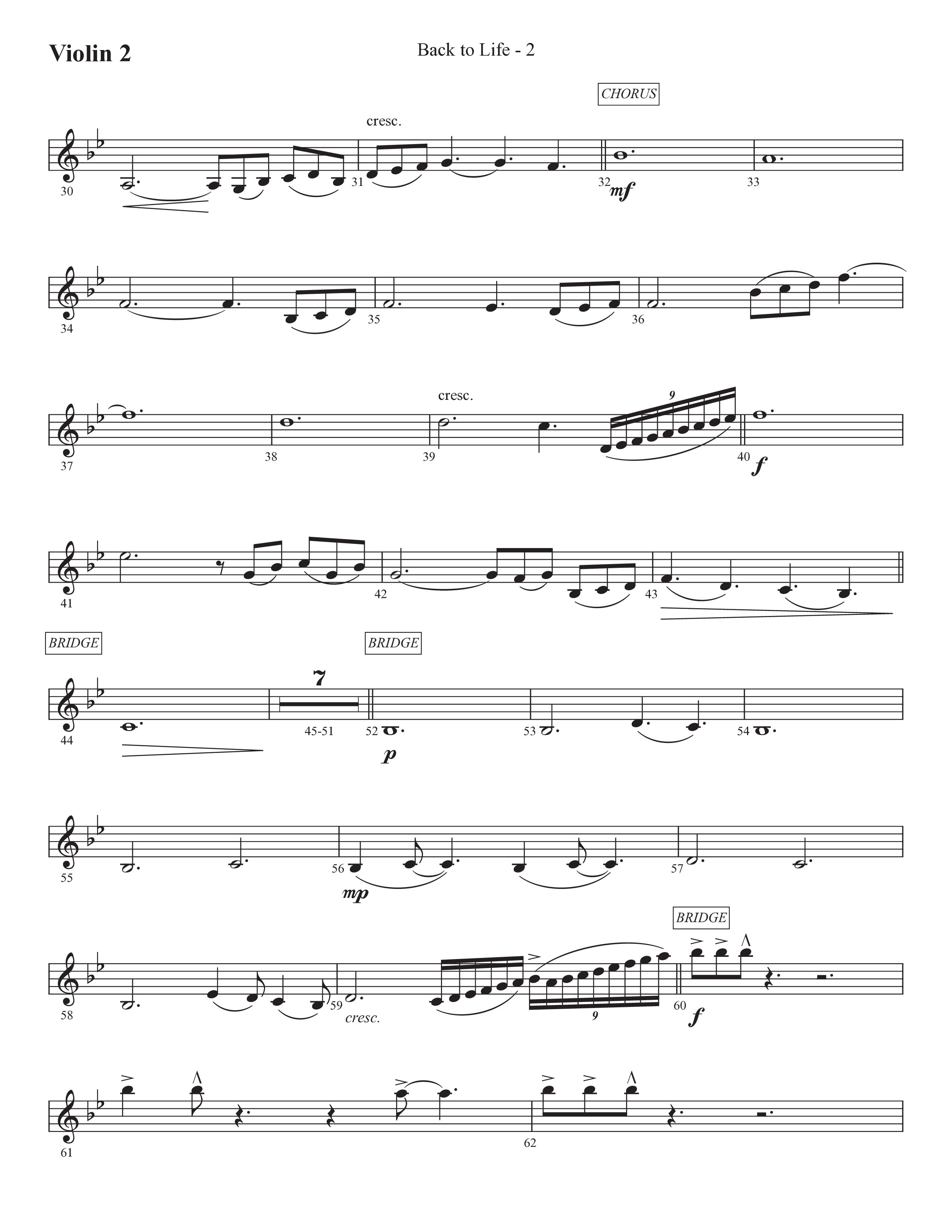 Back To Life (Choral Anthem SATB) Violin 2 (Prestonwood Worship / Prestonwood Choir / Arr. Carson Wagner)