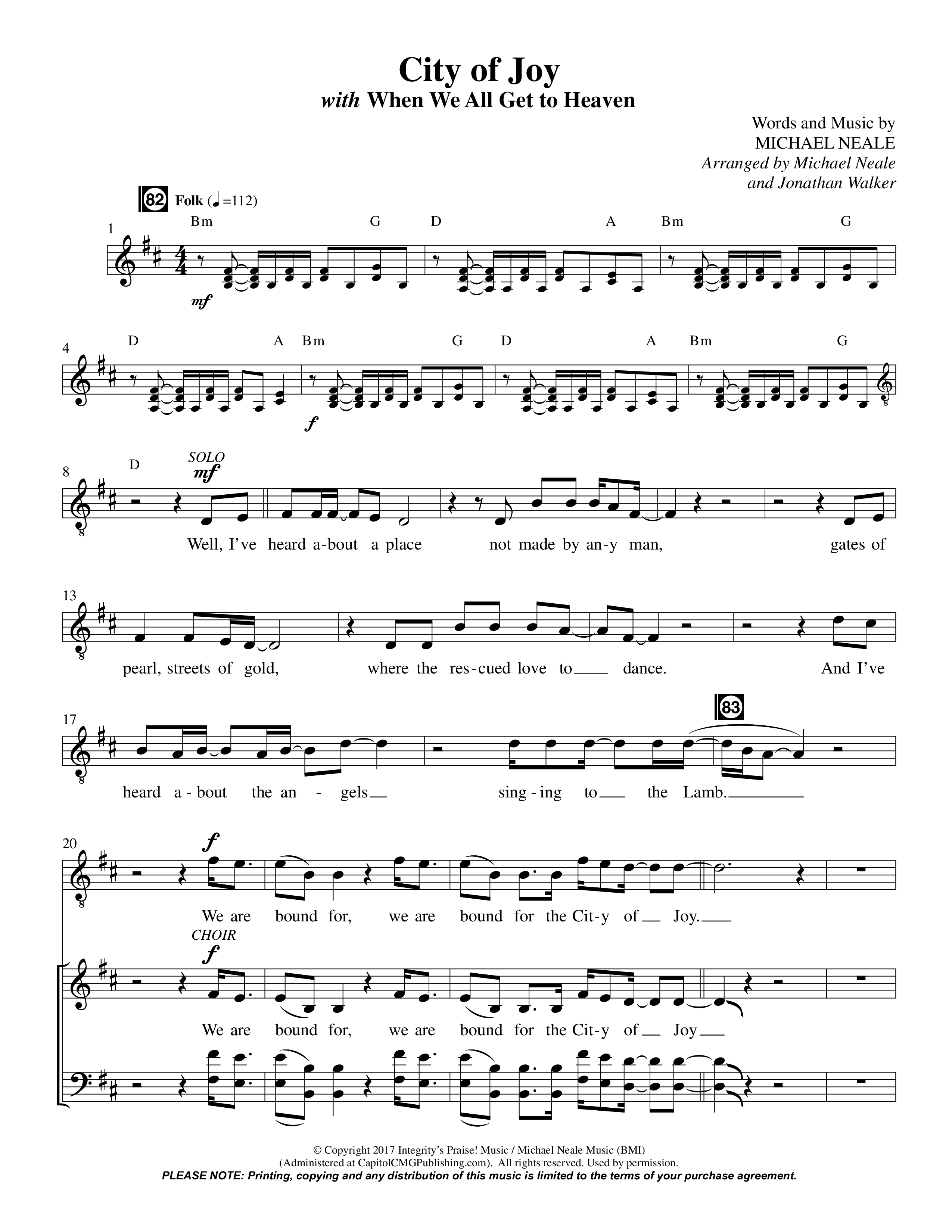City Of Joy (Choral Anthem SATB) Choir Sheet CH (Prestonwood Worship / Prestonwood Choir / Arr. Michael Neale / Orch. Jonathan Walker)