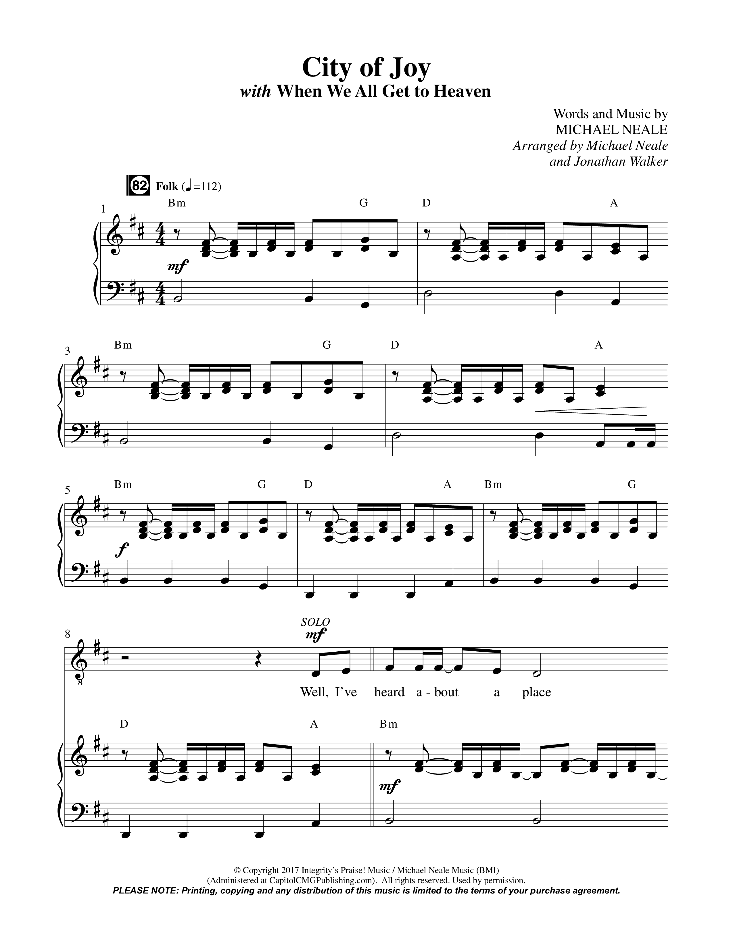 City Of Joy (Choral Anthem SATB) Octavo (Vocals & Piano) (Prestonwood Worship / Prestonwood Choir / Arr. Michael Neale / Orch. Jonathan Walker)
