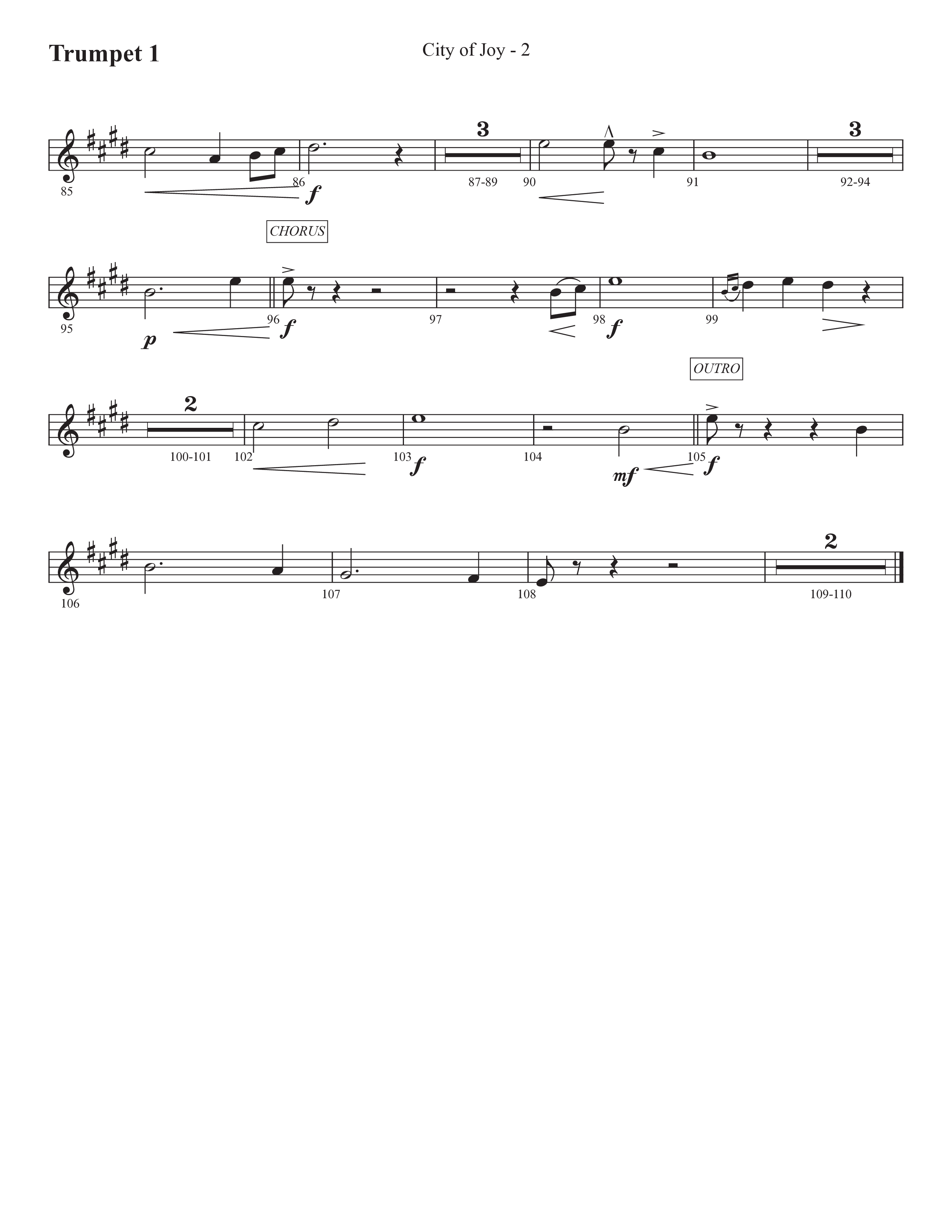 City Of Joy (Choral Anthem SATB) Trumpet 1 (Prestonwood Worship / Prestonwood Choir / Arr. Michael Neale / Orch. Jonathan Walker)
