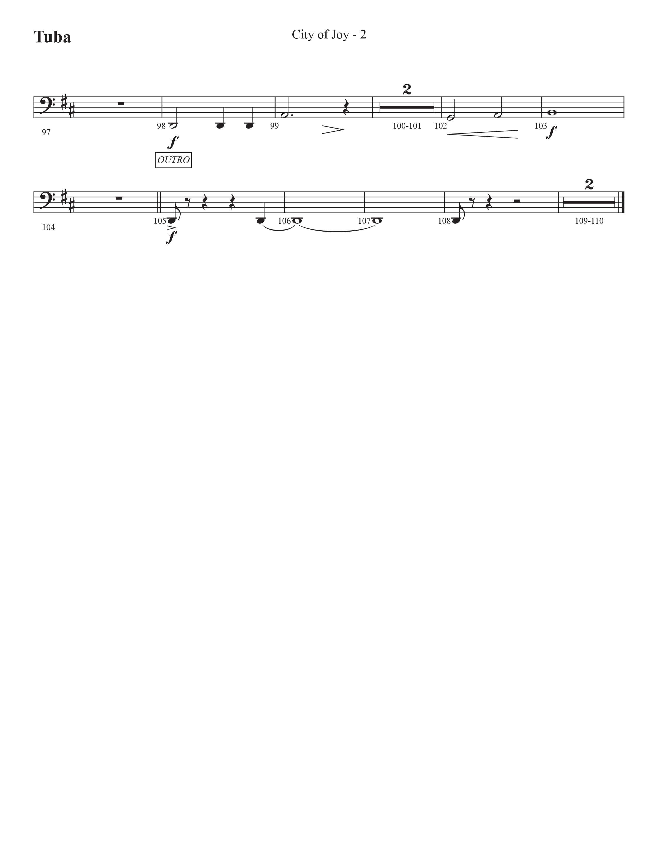 City Of Joy (Choral Anthem SATB) Tuba (Prestonwood Worship / Prestonwood Choir / Arr. Michael Neale / Orch. Jonathan Walker)