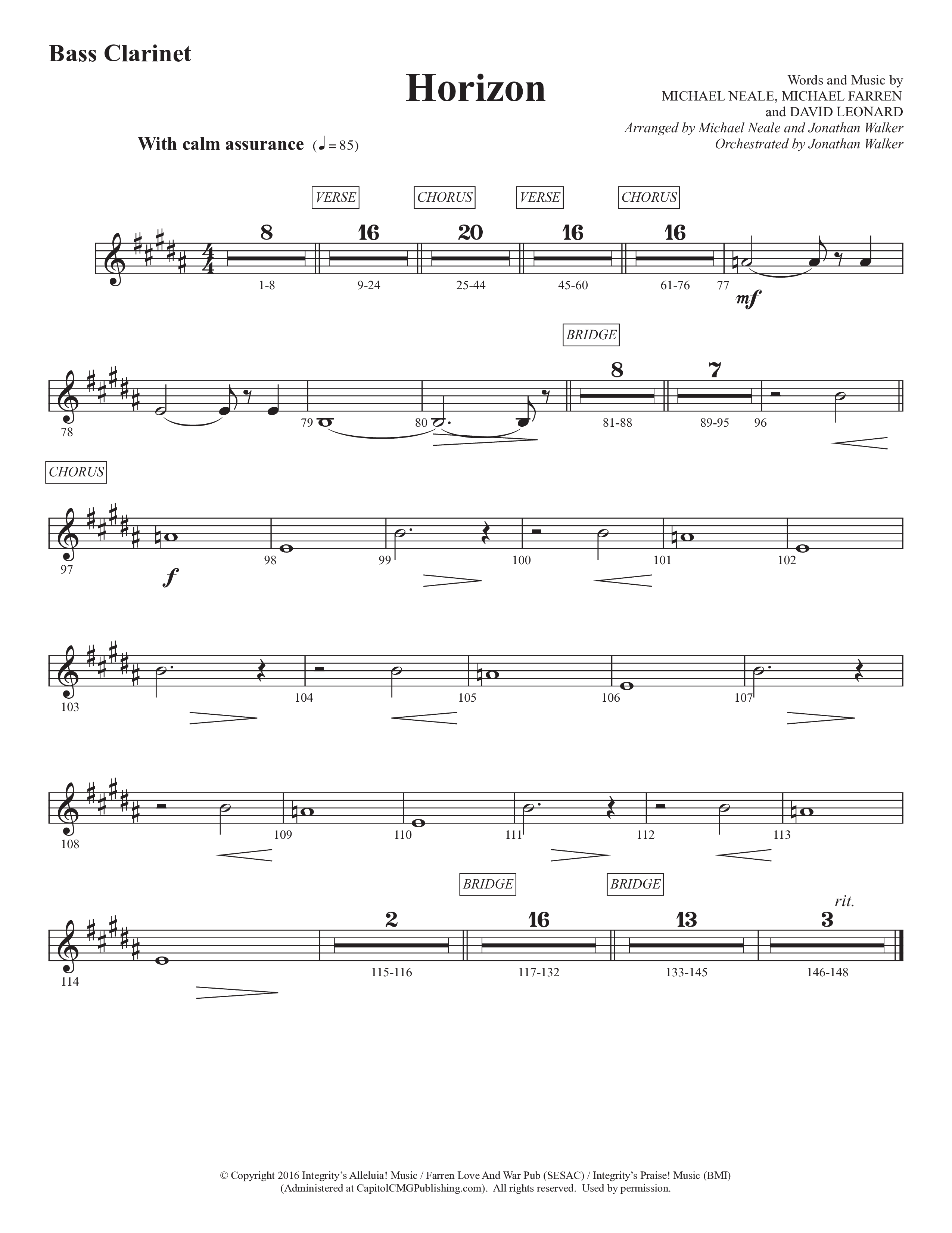 Horizon (Choral Anthem SATB) Bass Clarinet (Prestonwood Worship / Prestonwood Choir / Michael Neale / Orch. Jonathan Walker)