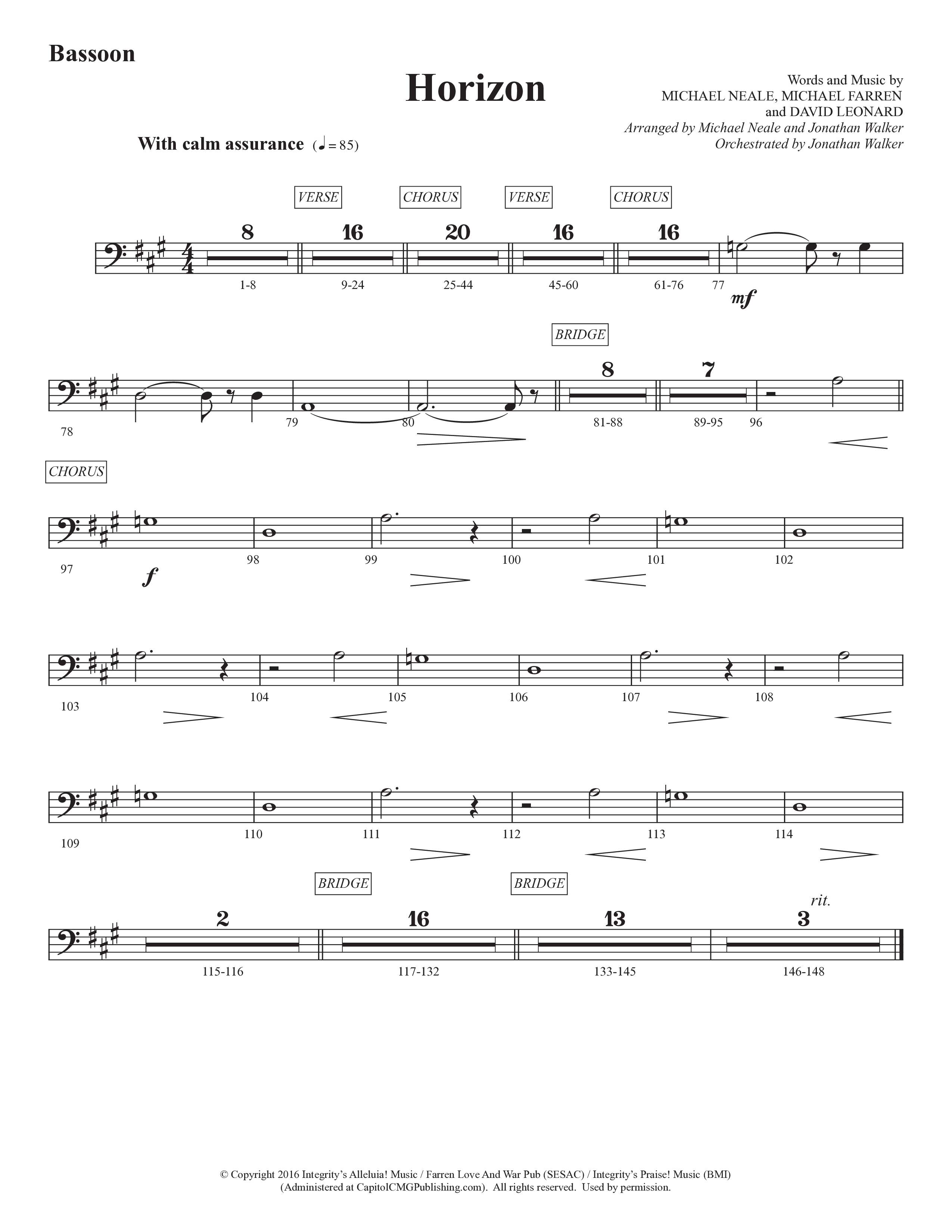 Horizon (Choral Anthem SATB) Bassoon (Prestonwood Worship / Prestonwood Choir / Michael Neale / Orch. Jonathan Walker)