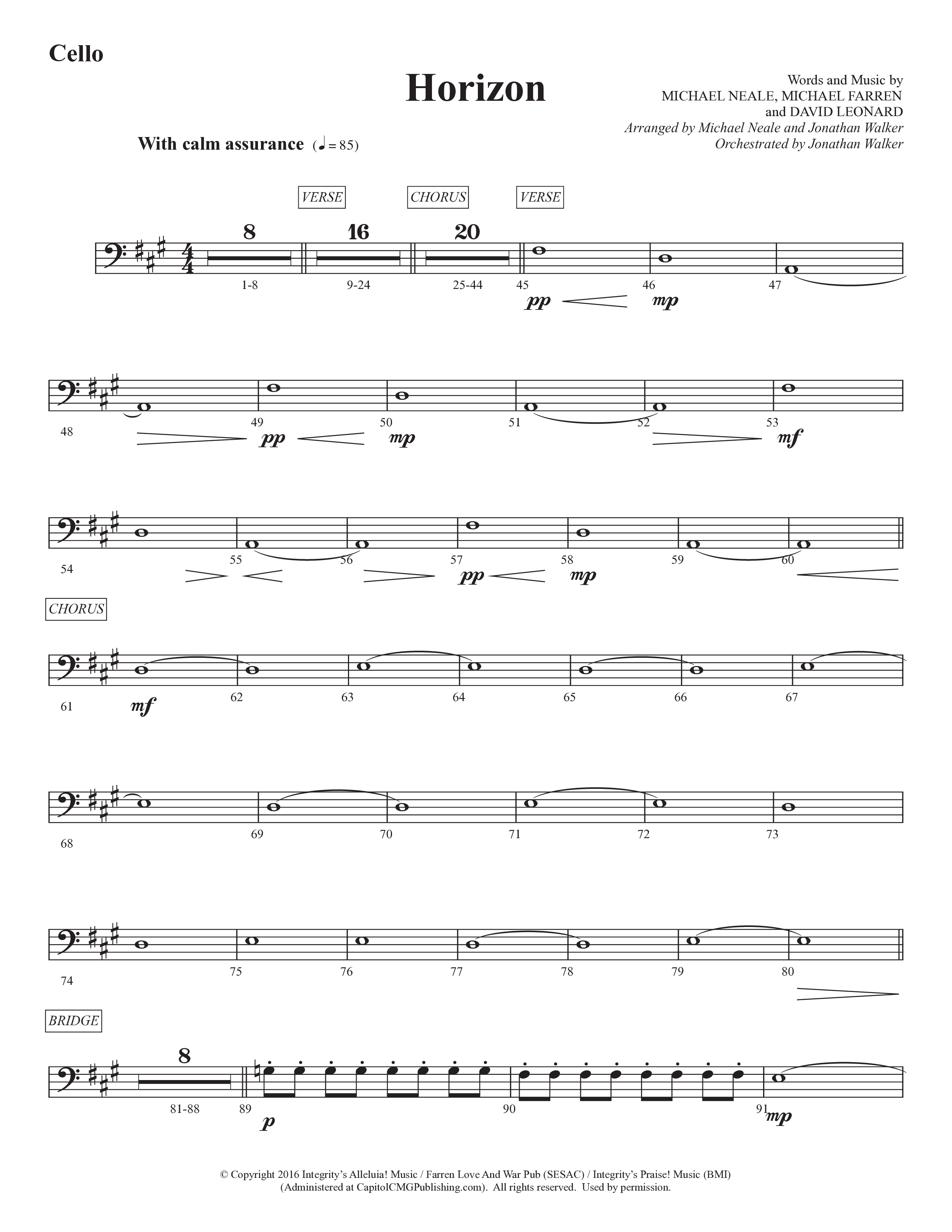 Horizon (Choral Anthem SATB) Cello (Prestonwood Worship / Prestonwood Choir / Michael Neale / Orch. Jonathan Walker)