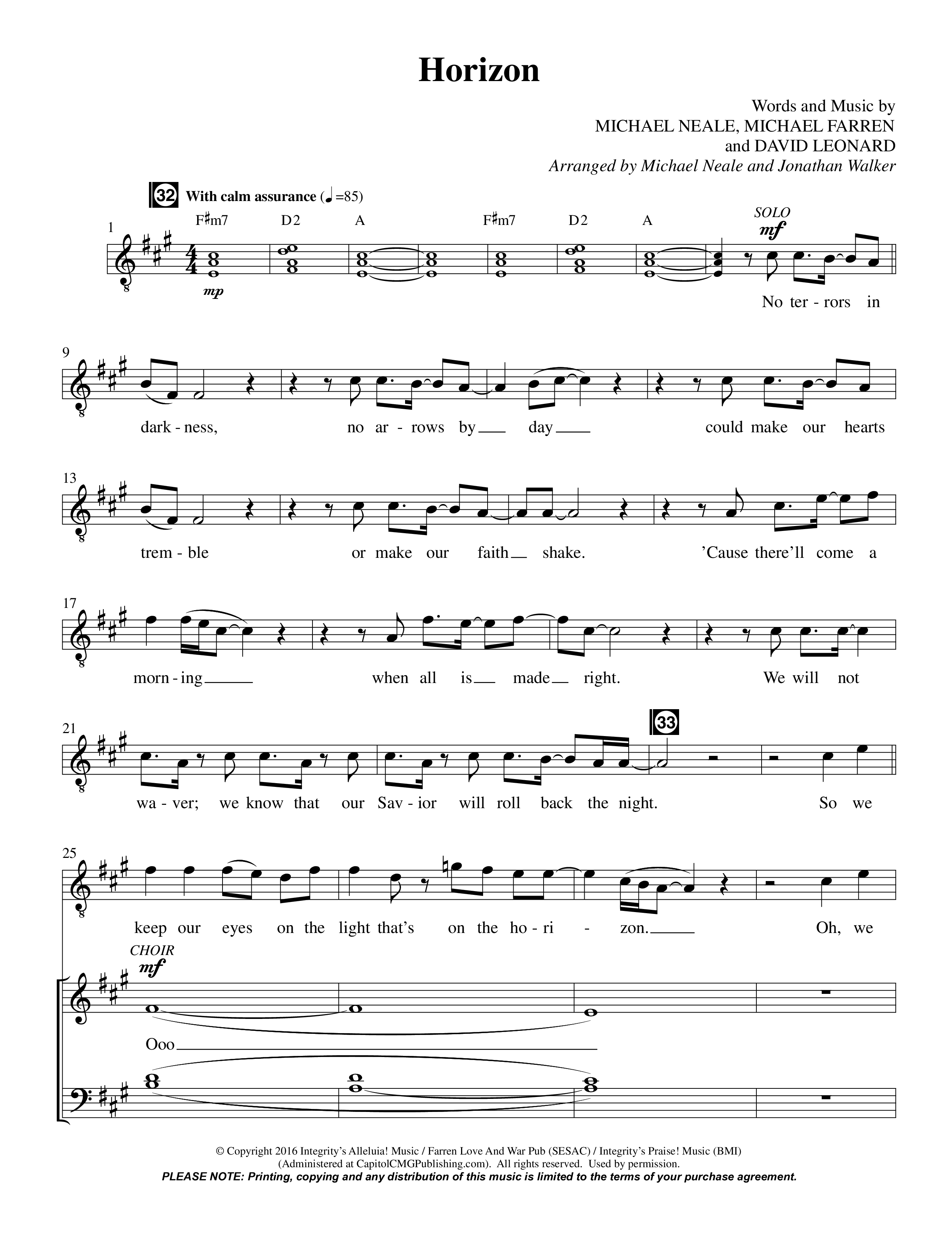 Horizon (Choral Anthem SATB) Choir Sheet CH (Prestonwood Worship / Prestonwood Choir / Michael Neale / Orch. Jonathan Walker)