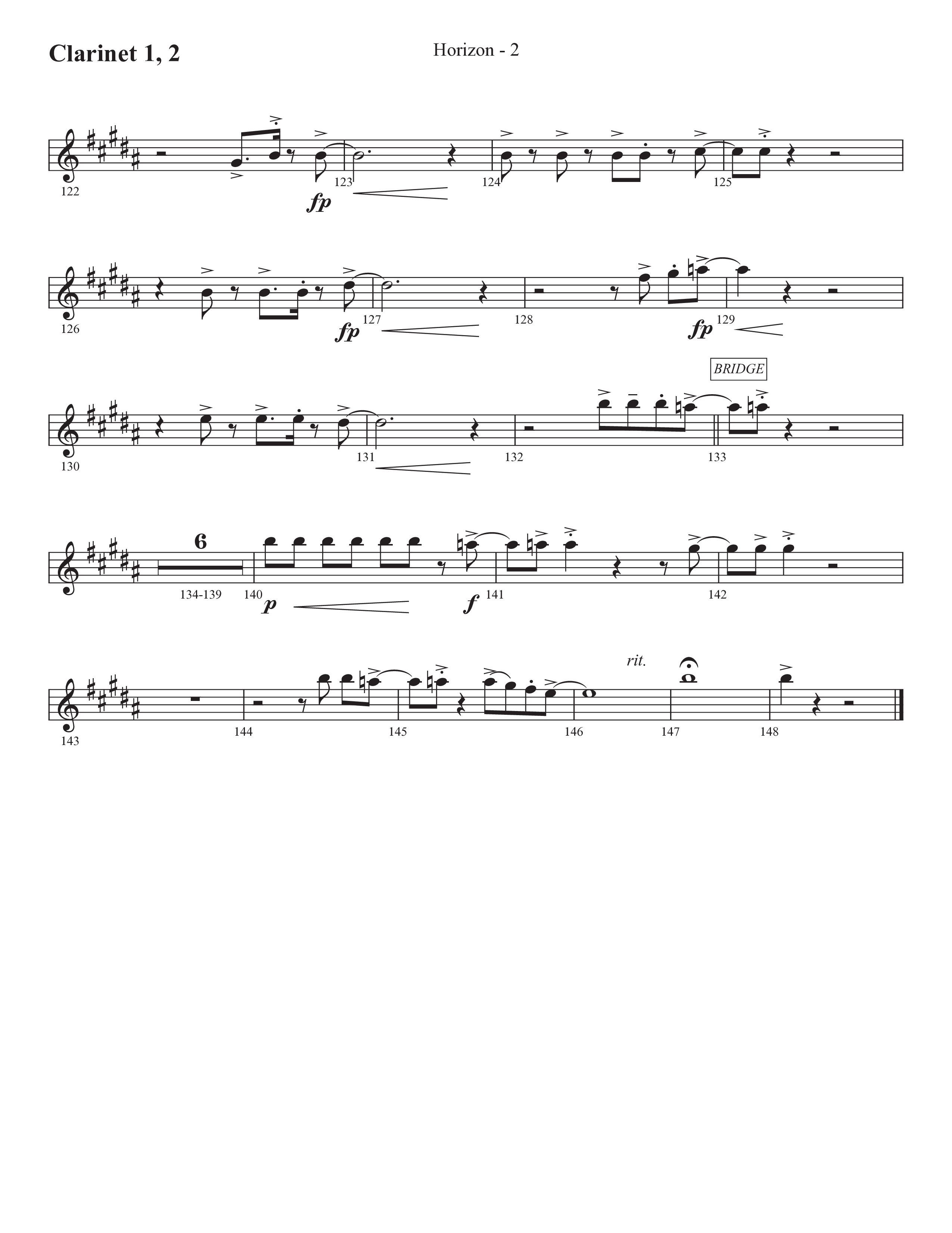 Horizon (Choral Anthem SATB) Clarinet 1/2 (Prestonwood Worship / Prestonwood Choir / Michael Neale / Orch. Jonathan Walker)