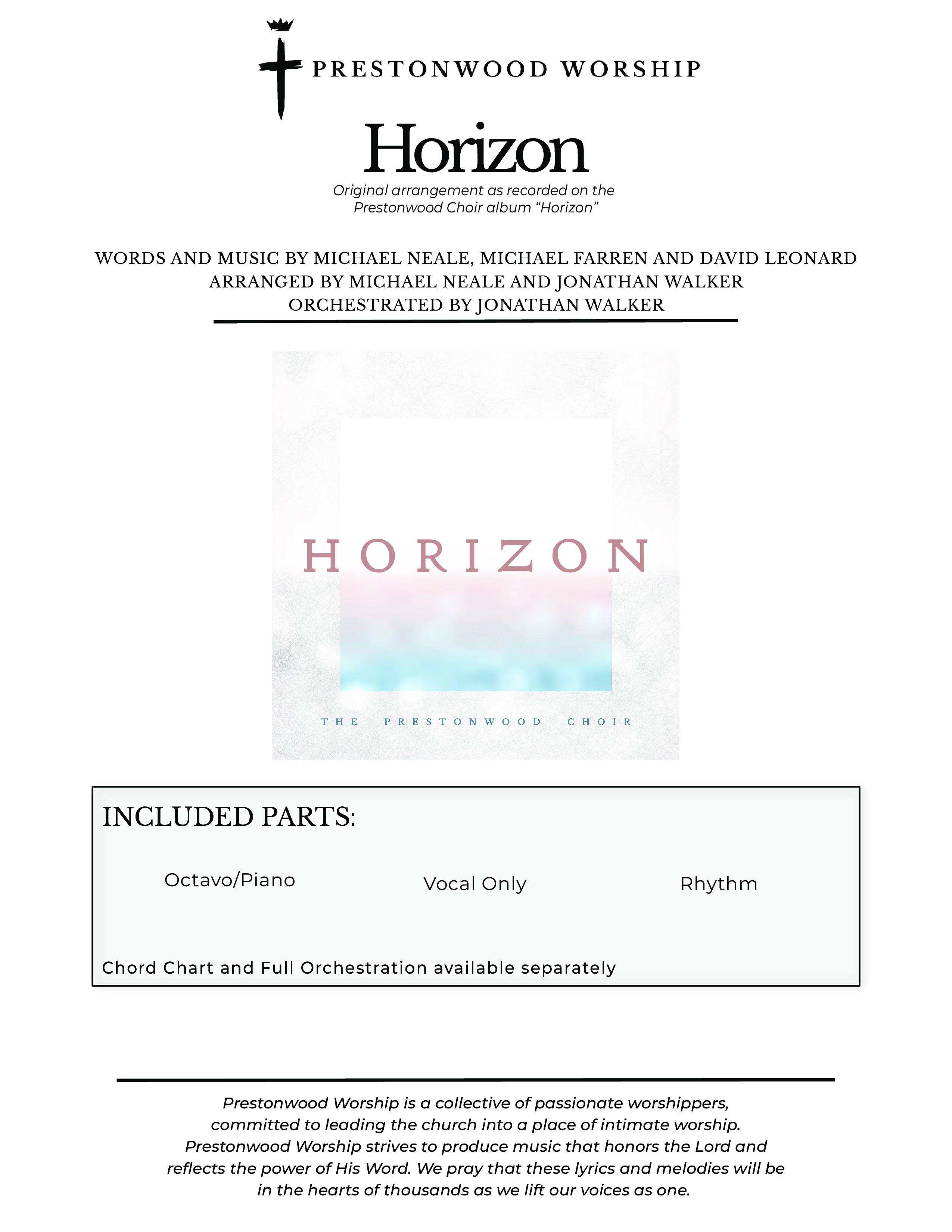 Horizon (Choral Anthem SATB) Choral Vocal Pack (Prestonwood Worship / Prestonwood Choir / Michael Neale / Orch. Jonathan Walker)