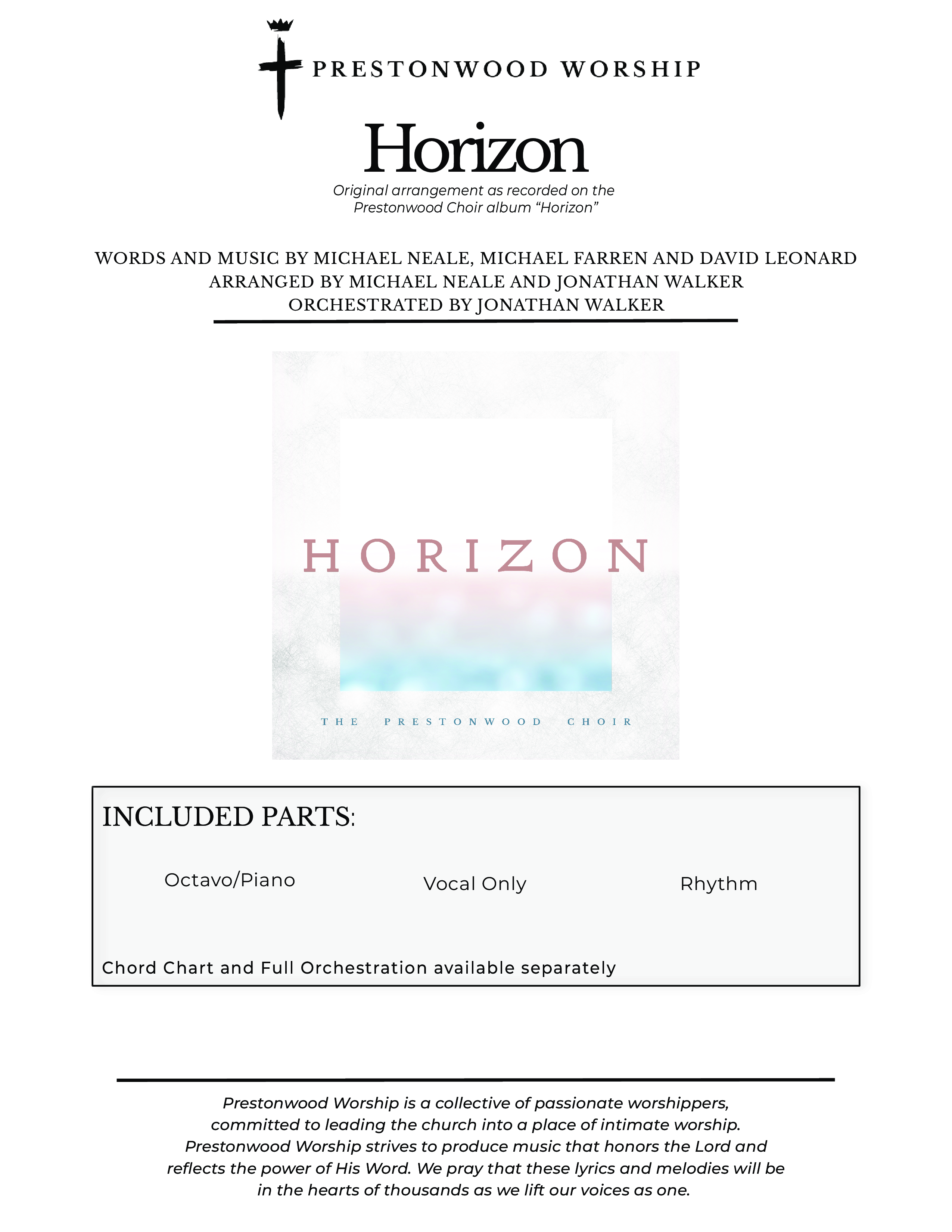 Horizon (Choral Anthem SATB) Cover Sheet (Prestonwood Worship / Prestonwood Choir / Michael Neale / Orch. Jonathan Walker)