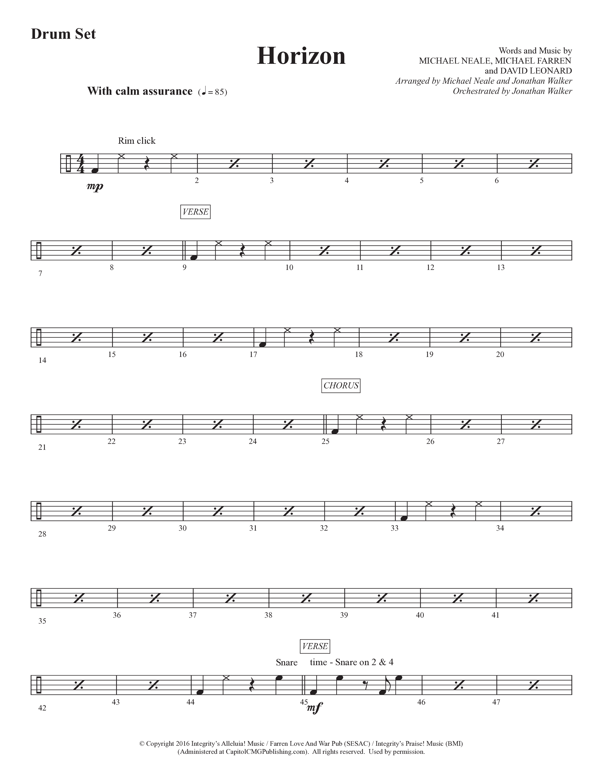 Horizon (Choral Anthem SATB) Drum Set (Prestonwood Worship / Prestonwood Choir / Michael Neale / Orch. Jonathan Walker)