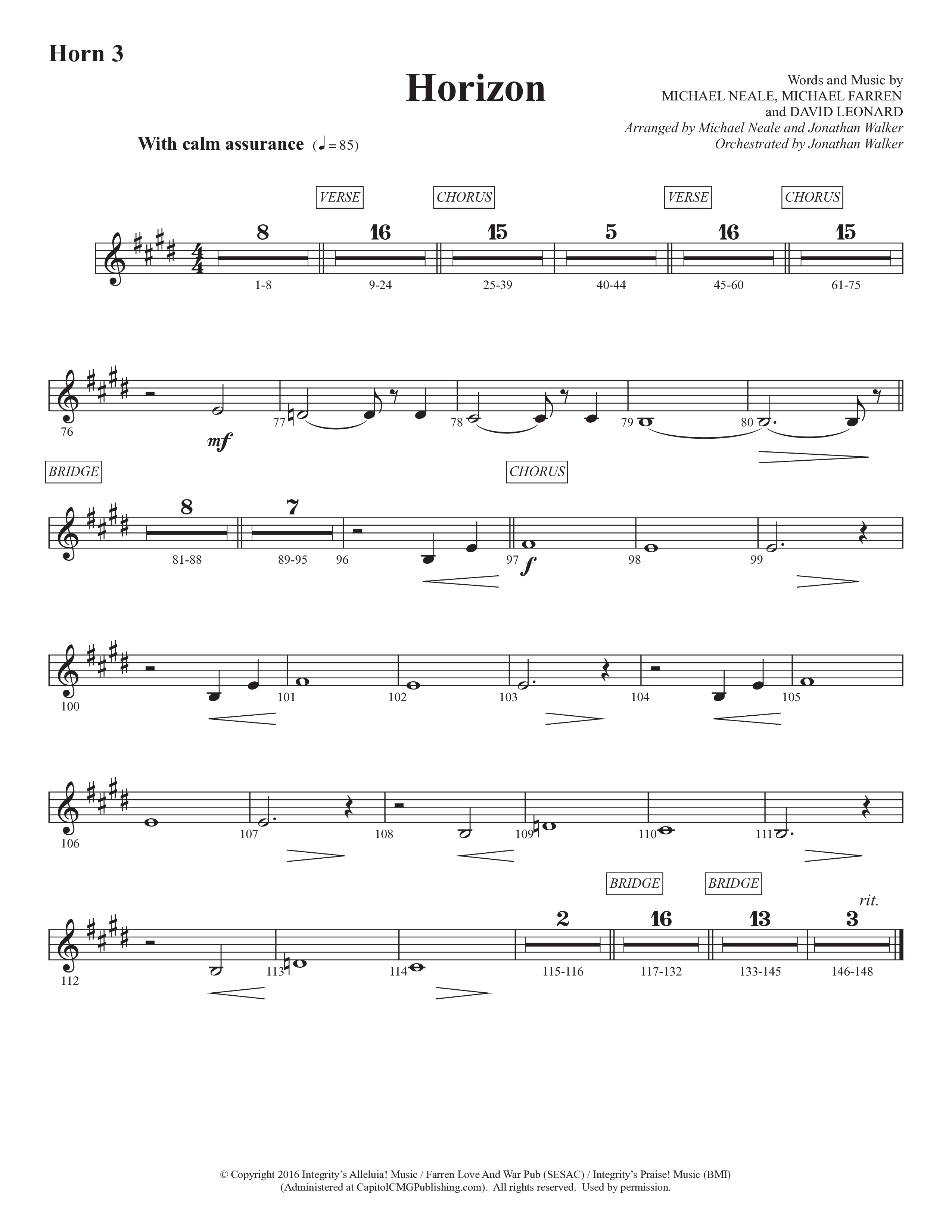 Horizon (Choral Anthem SATB) French Horn 3 (Prestonwood Worship / Prestonwood Choir / Michael Neale / Orch. Jonathan Walker)