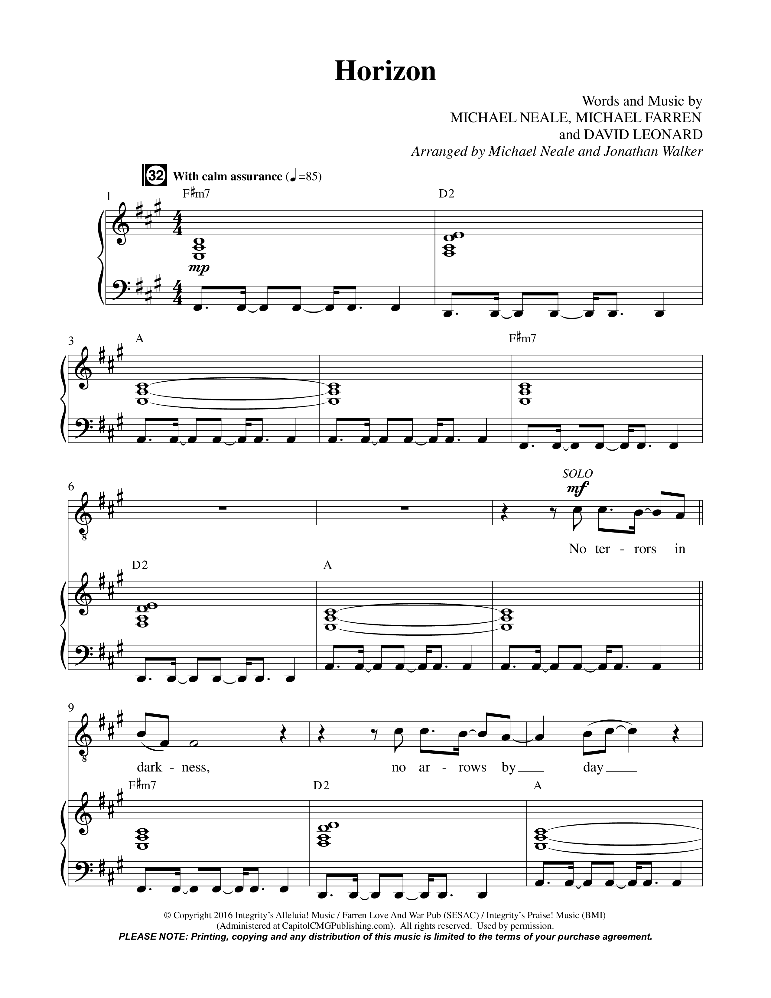 Horizon (Choral Anthem SATB) Octavo (Vocals & Piano) (Prestonwood Worship / Prestonwood Choir / Michael Neale / Orch. Jonathan Walker)