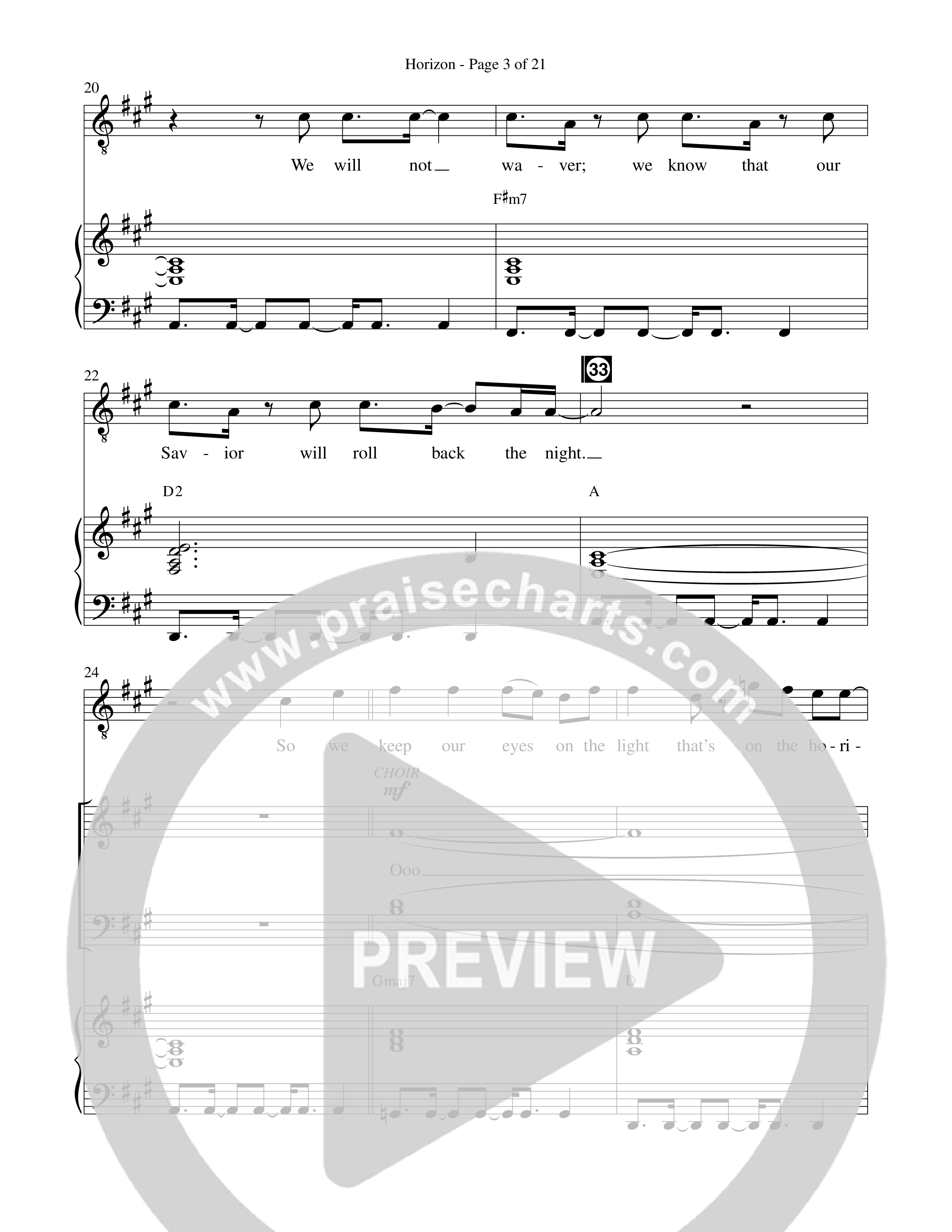 Horizon (Choral Anthem SATB) Octavo (Vocals & Piano) (Prestonwood Worship / Prestonwood Choir / Michael Neale / Orch. Jonathan Walker)