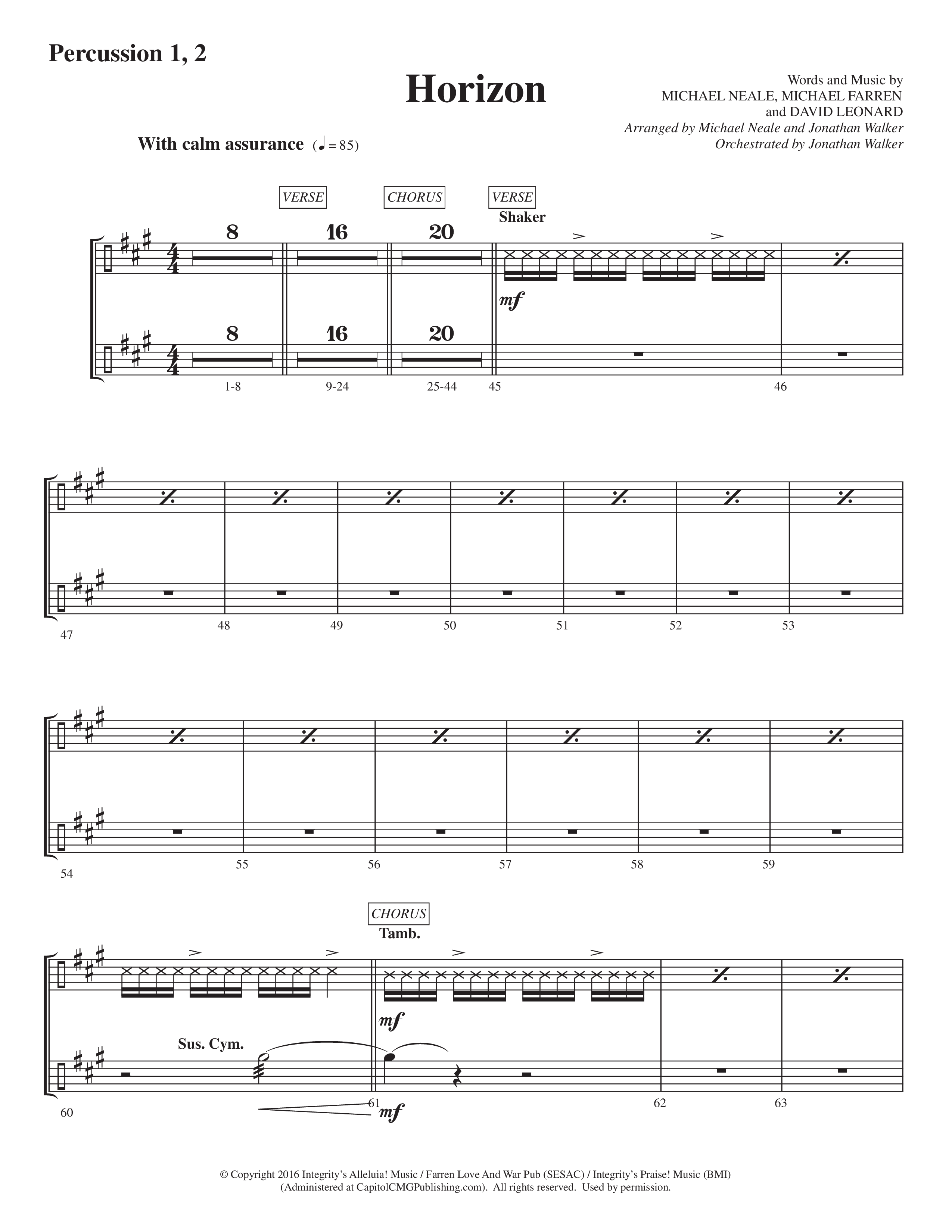 Horizon (Choral Anthem SATB) Percussion 1/2 (Prestonwood Worship / Prestonwood Choir / Michael Neale / Orch. Jonathan Walker)