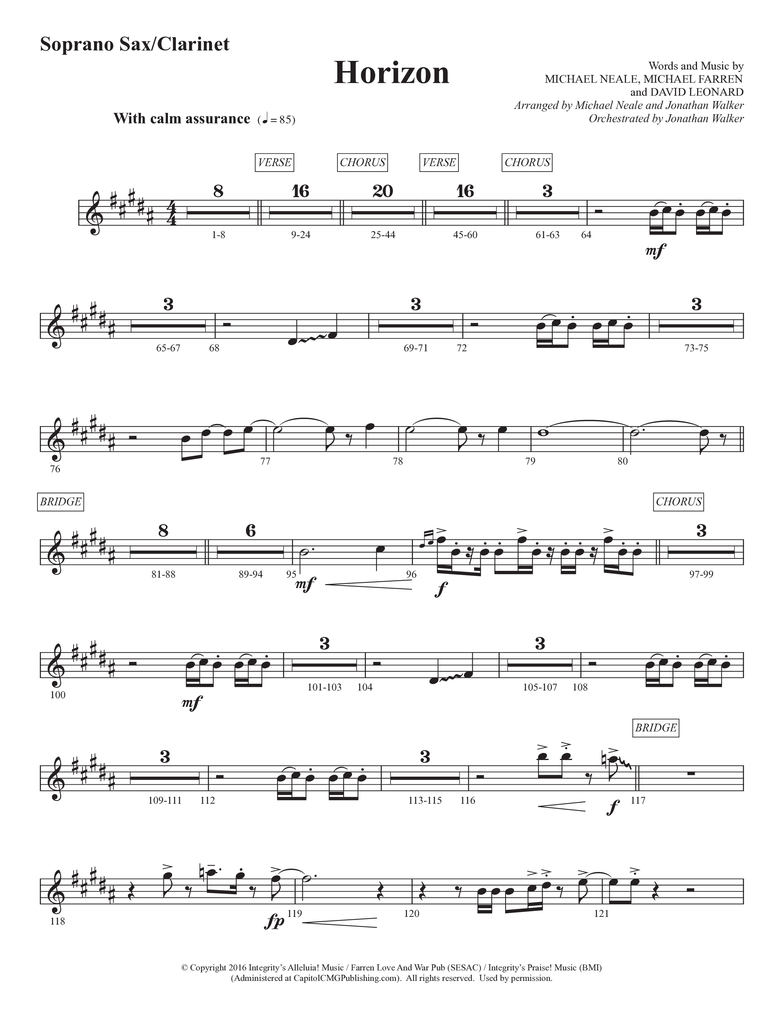 Horizon (Choral Anthem SATB) Soprano Sax (Prestonwood Worship / Prestonwood Choir / Michael Neale / Orch. Jonathan Walker)