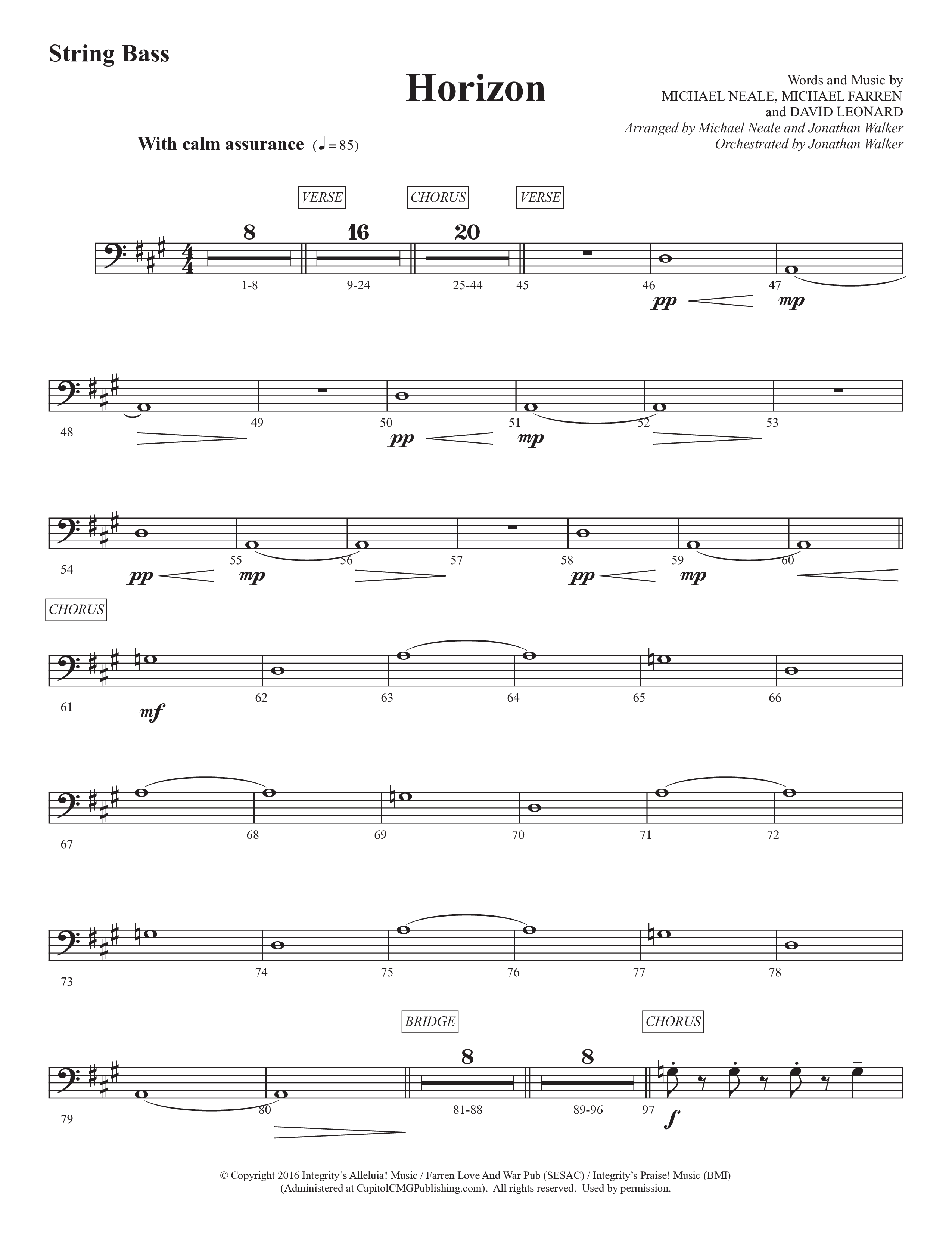 Horizon (Choral Anthem SATB) String Bass (Prestonwood Worship / Prestonwood Choir / Michael Neale / Orch. Jonathan Walker)